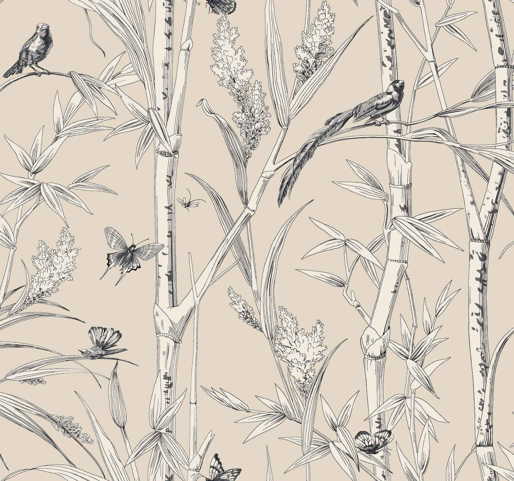 Bambou Toile Beige Wallpaper - York Wallcoverings - RT7832