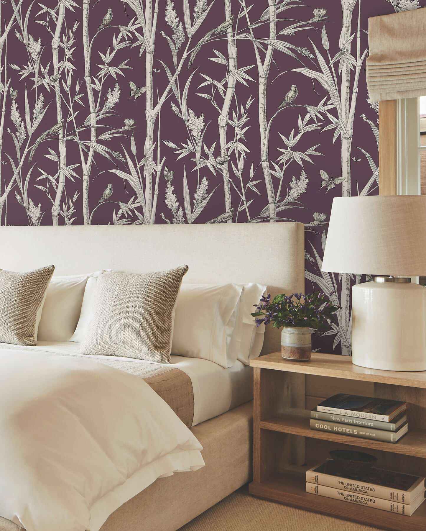 Bambou Toile Burgundy Wallpaper - York Wallcoverings - RT7835 - York Wallcoverings Wallpaper