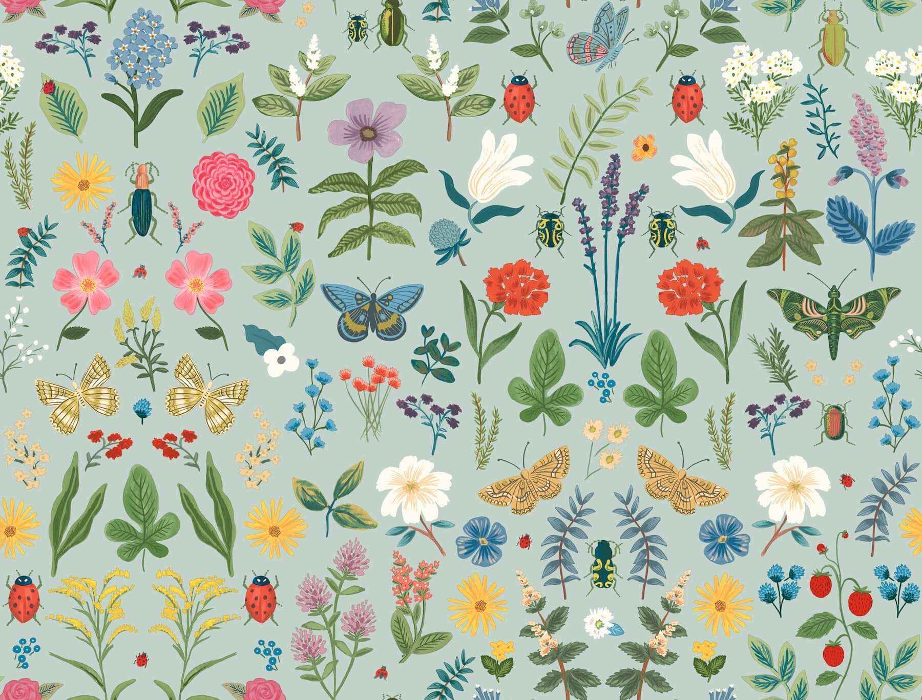 Curio Mint Peel & Stick Wallpaper - York Wallcoverings - PSW1540RL