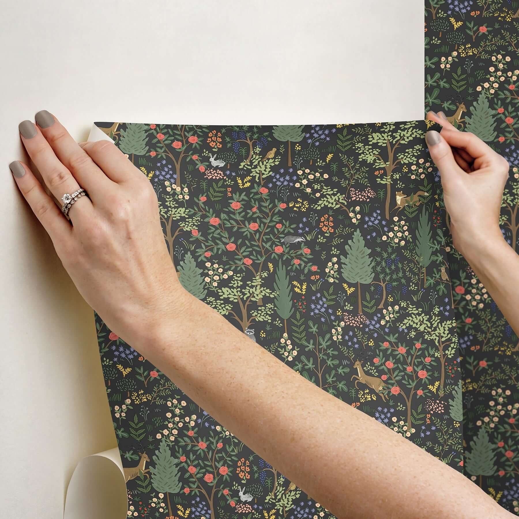 woodland-peel-stick-wallpaper-black-york-wallcoverings-psw1546rl - York Wallcoverings Wallpaper