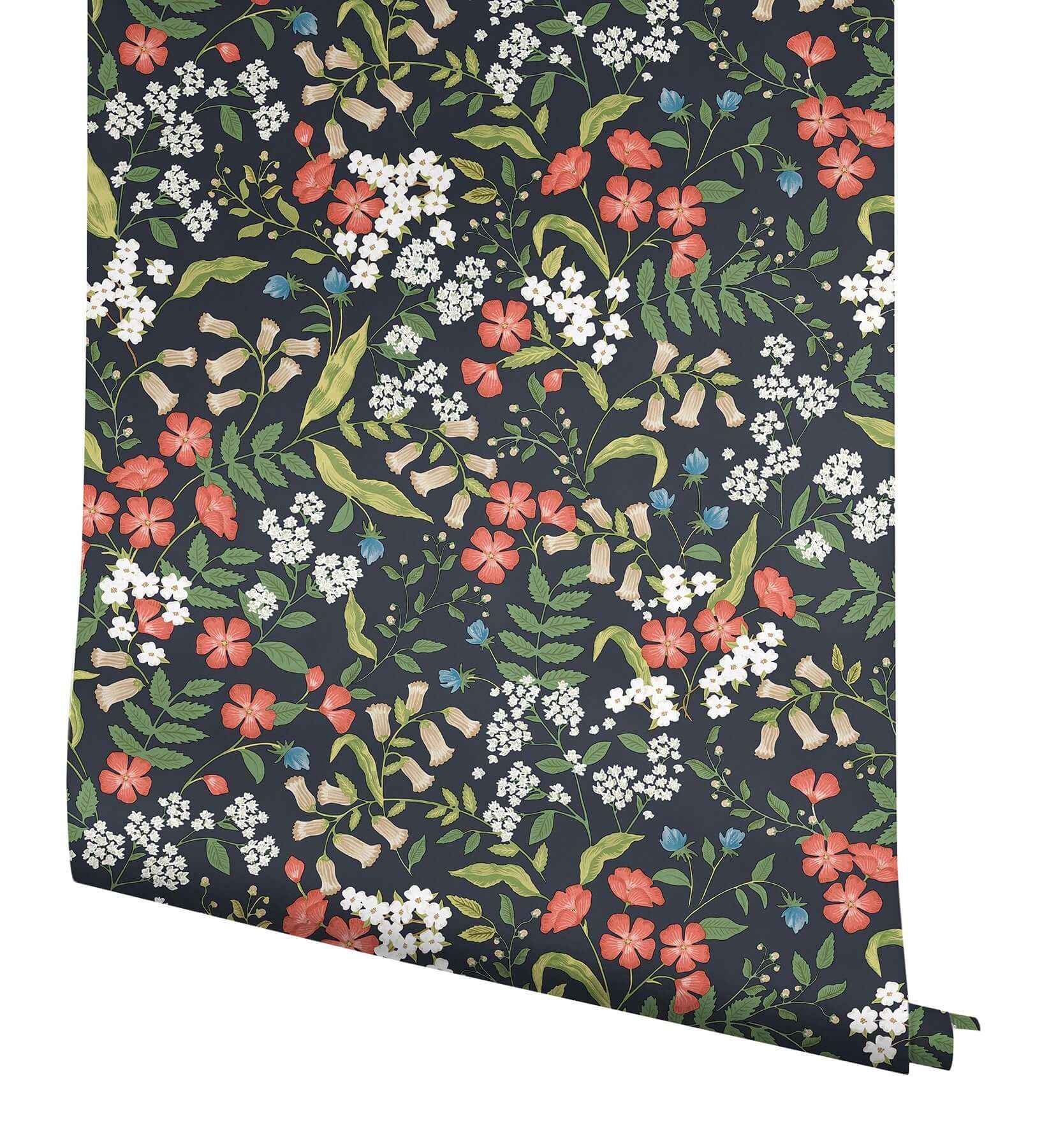 Sweetbrier Black Peel & Stick Wallpaper - York Wallcoverings - PSW1549RL - York Wallcoverings Wallpaper