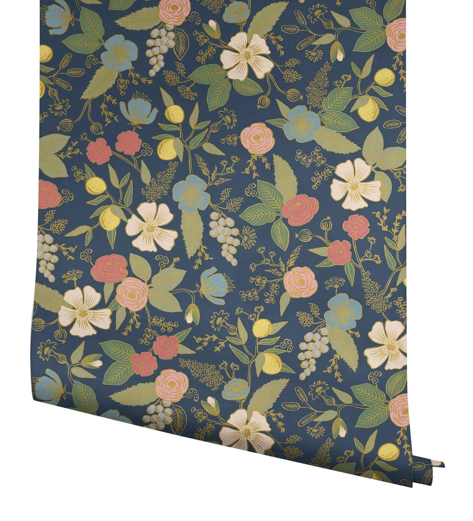 Colette Navy Peel & Stick Wallpaper - York Wallcoverings - PSW1534RL - York Wallcoverings Wallpaper