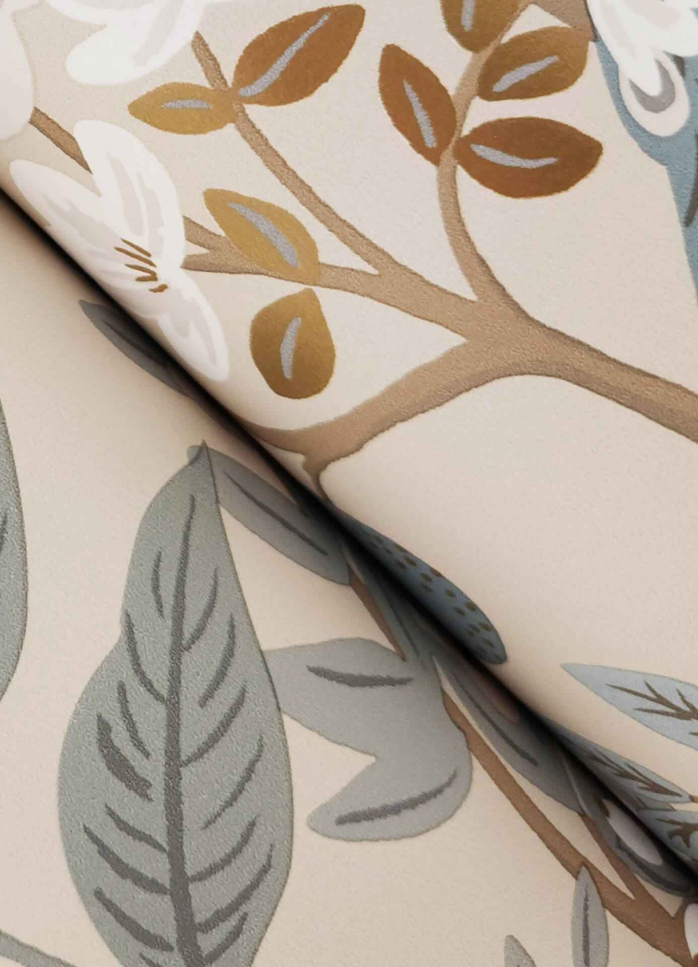 Peacock Garden Linen Peel & Stick Wallpaper - York Wallcoverings - PSW1538RL - York Wallcoverings Wallpaper