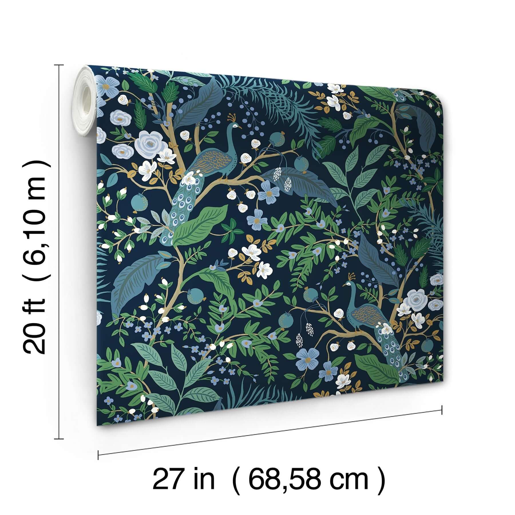 peacock-garden-peel-stick-wallpaper-navy-york-wallcoverings-psw1536rl - York Wallcoverings Wallpaper