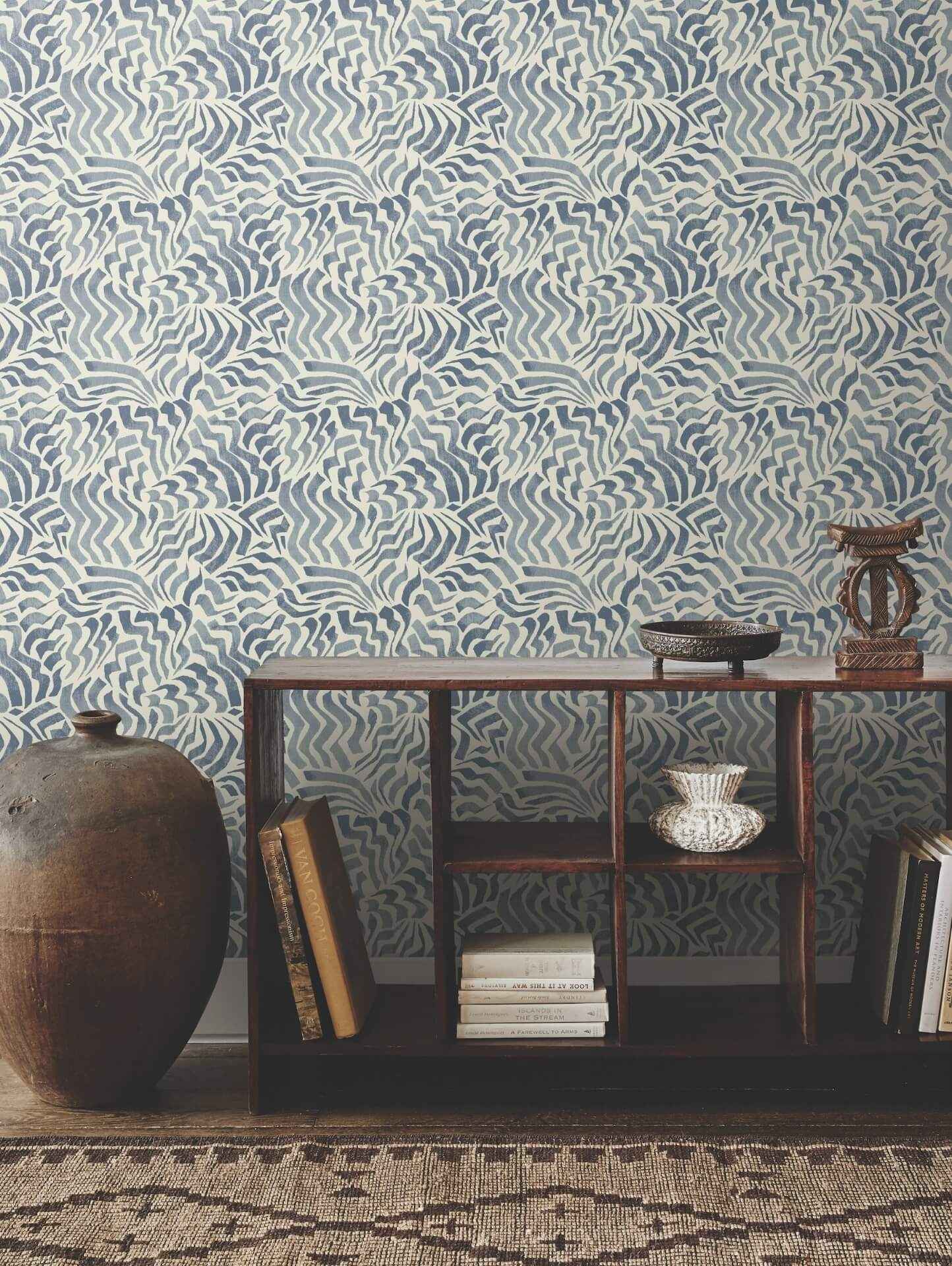 Zora Wave Denim Wallpaper - York Wallcoverings - LM5323 - York Wallcoverings Wallpaper