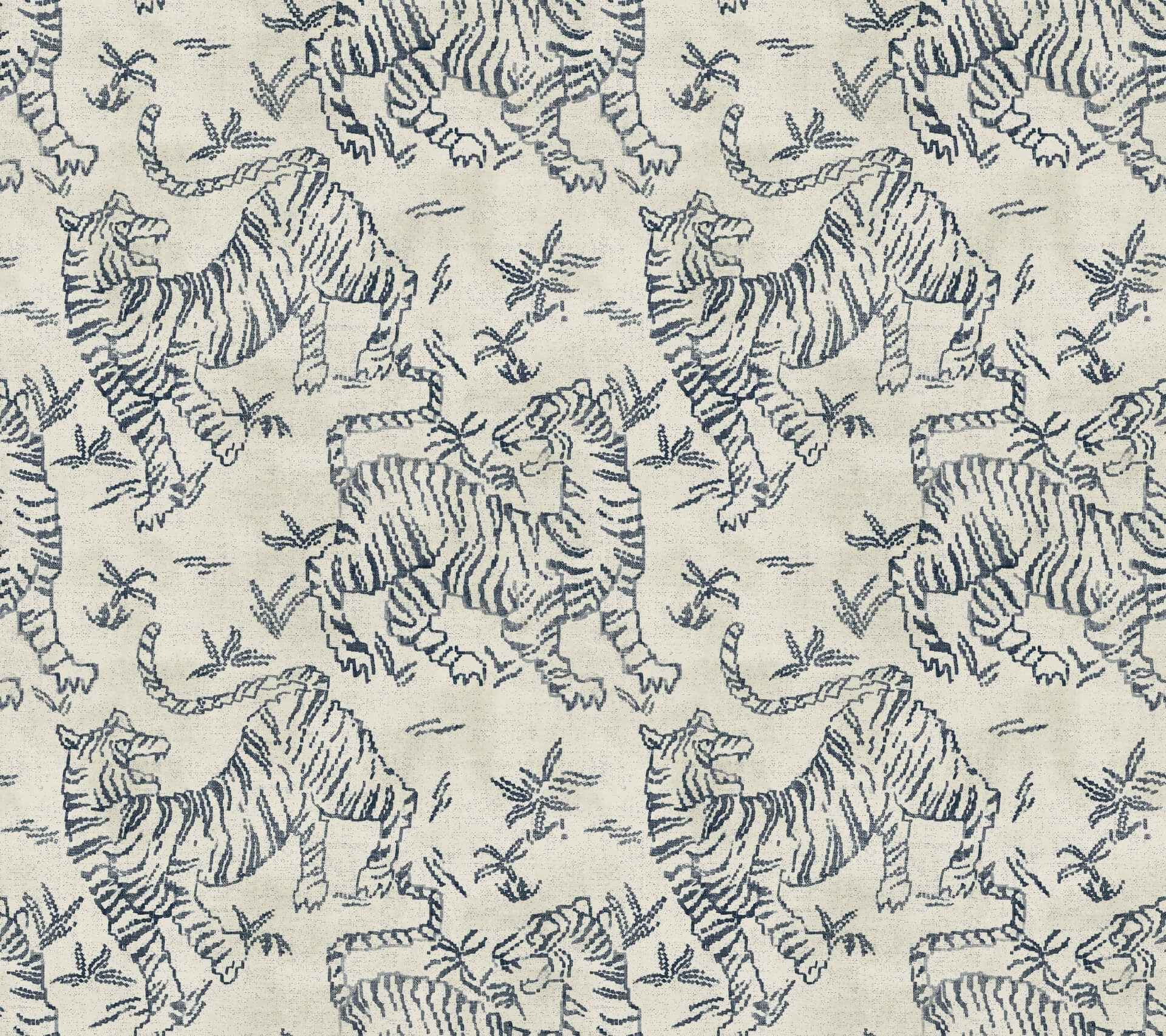 Orly Tigers Indigo Wallpaper - York Wallcoverings - LM5333 - York Wallcoverings Wallpaper