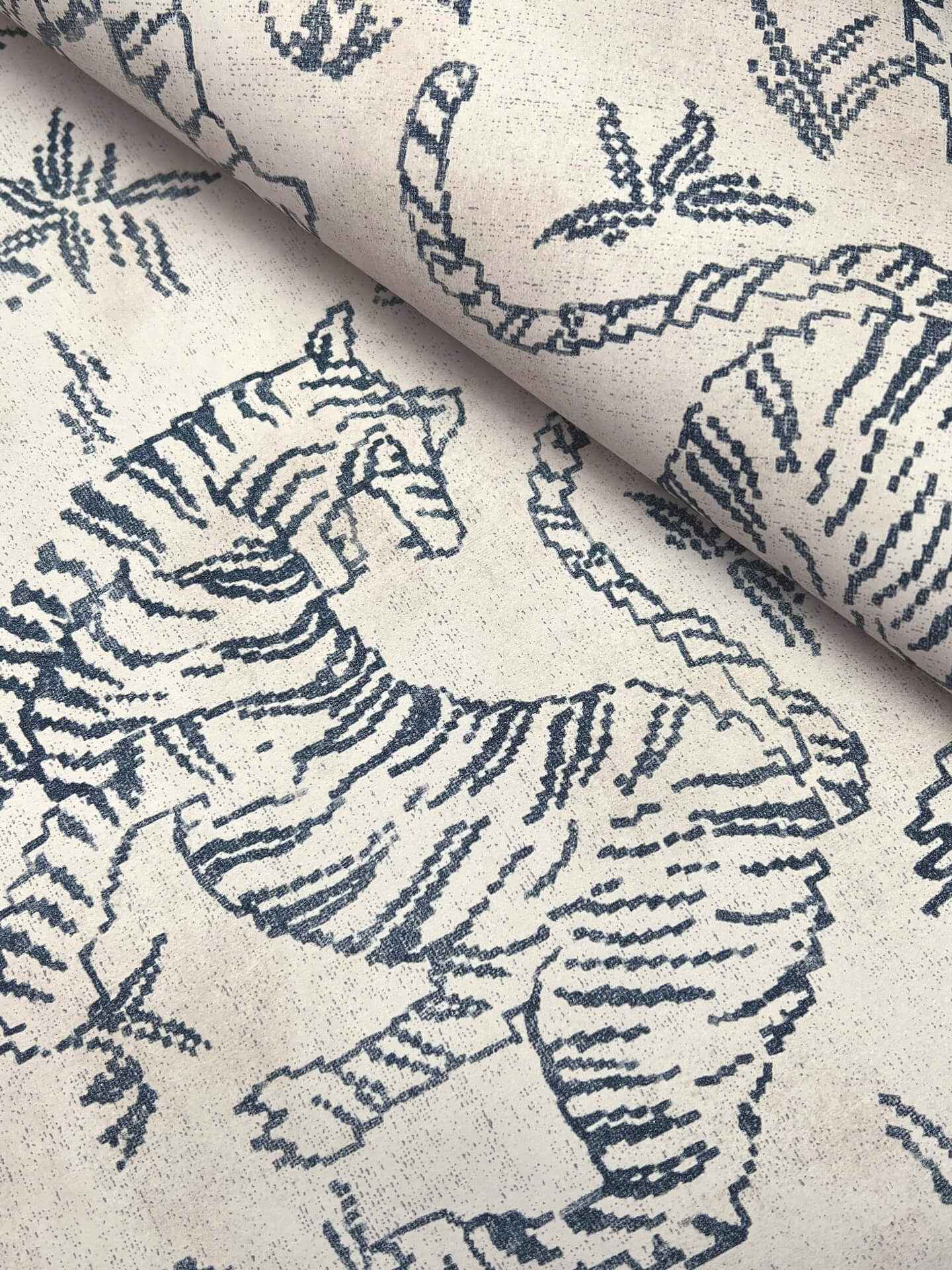 Orly Tigers Indigo Wallpaper - York Wallcoverings - LM5333 - York Wallcoverings Wallpaper