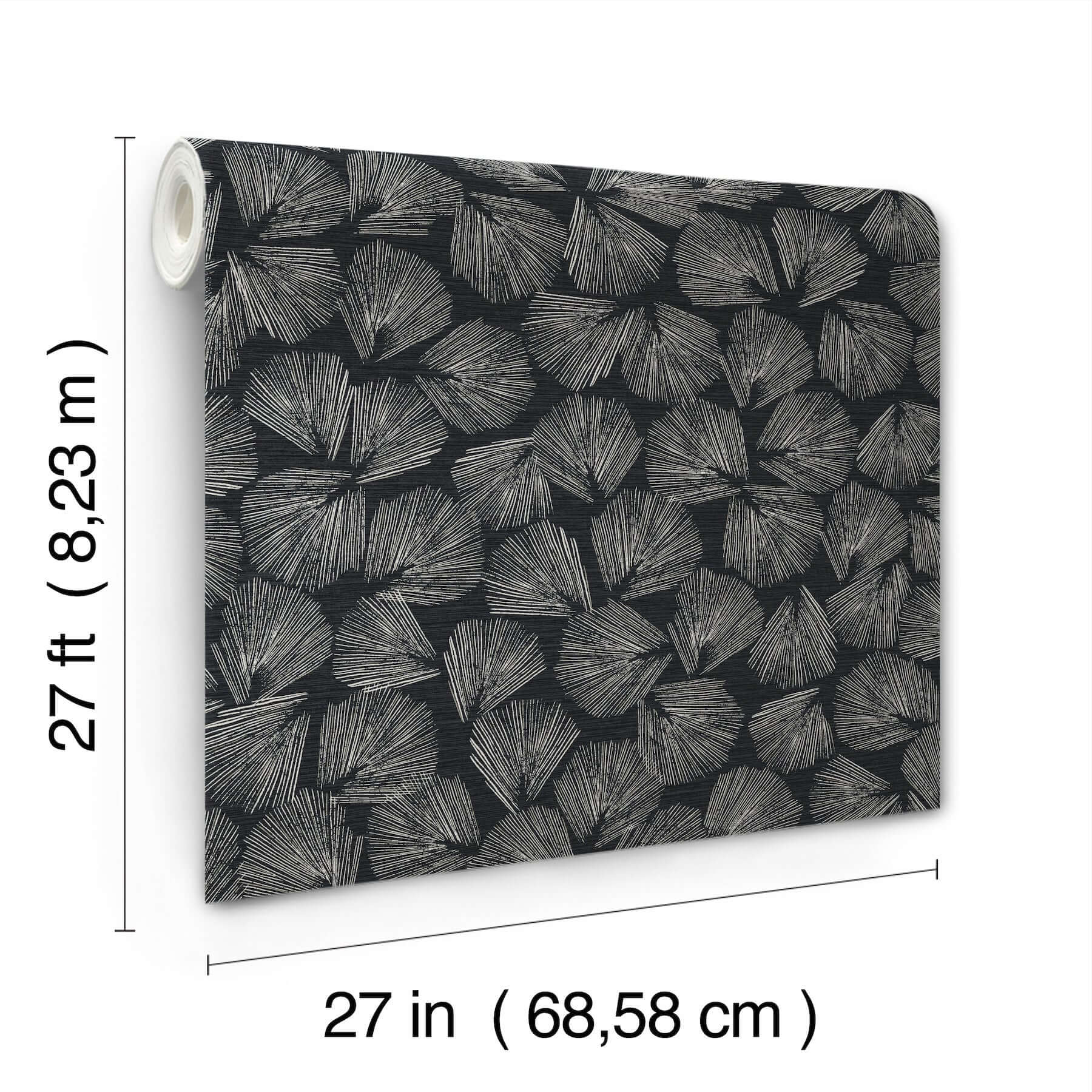elora-leaf-black-wallpaper-york-wallcoverings-lm5351 - York Wallcoverings Wallpaper