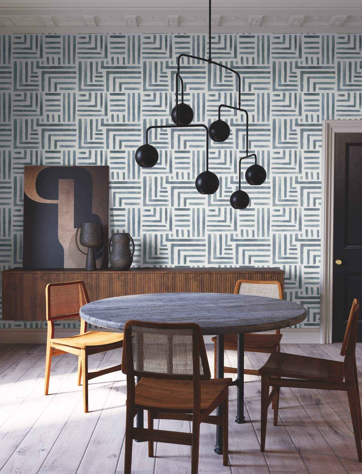 Painterly Labyrinth Aqua Wallpaper - York Wallcoverings - LM5364 - York Wallcoverings Wallpaper