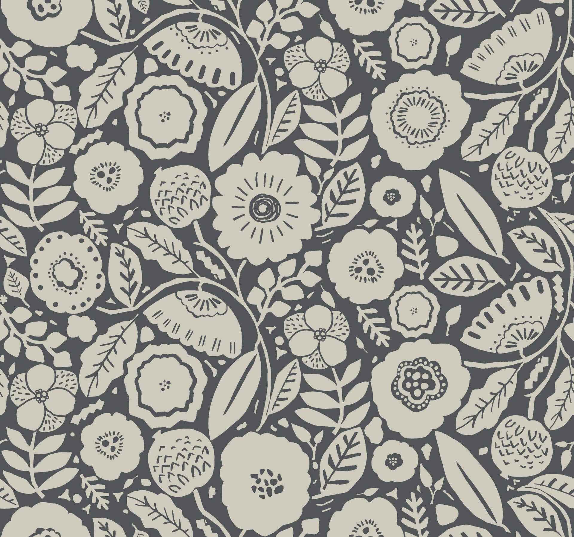 Camille Blossom Charcoal Wallpaper - York Wallcoverings - LM5395 - York Wallcoverings Wallpaper