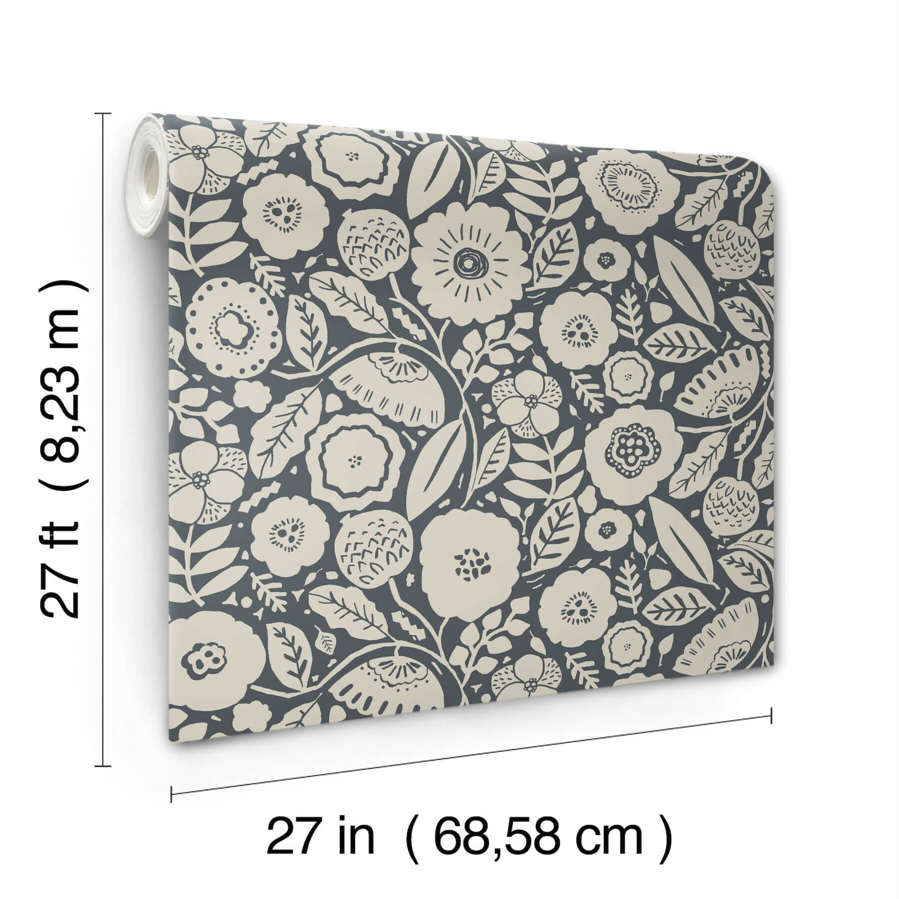 camille-blossom-charcoal-wallpaper-york-wallcoverings-lm5395 - York Wallcoverings Wallpaper