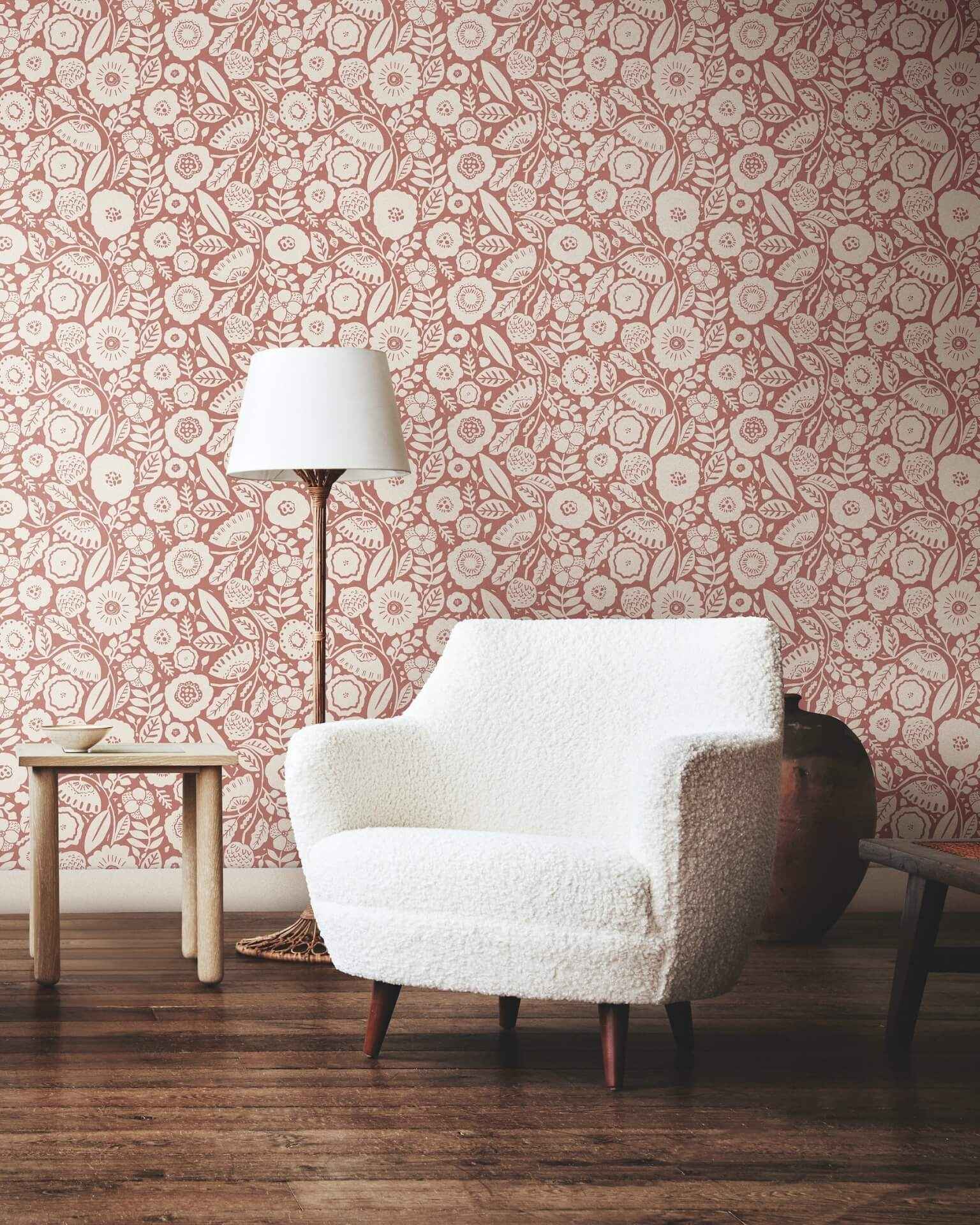 Camille Blossom Vintage Rose Wallpaper - York Wallcoverings - LM5391 - York Wallcoverings Wallpaper