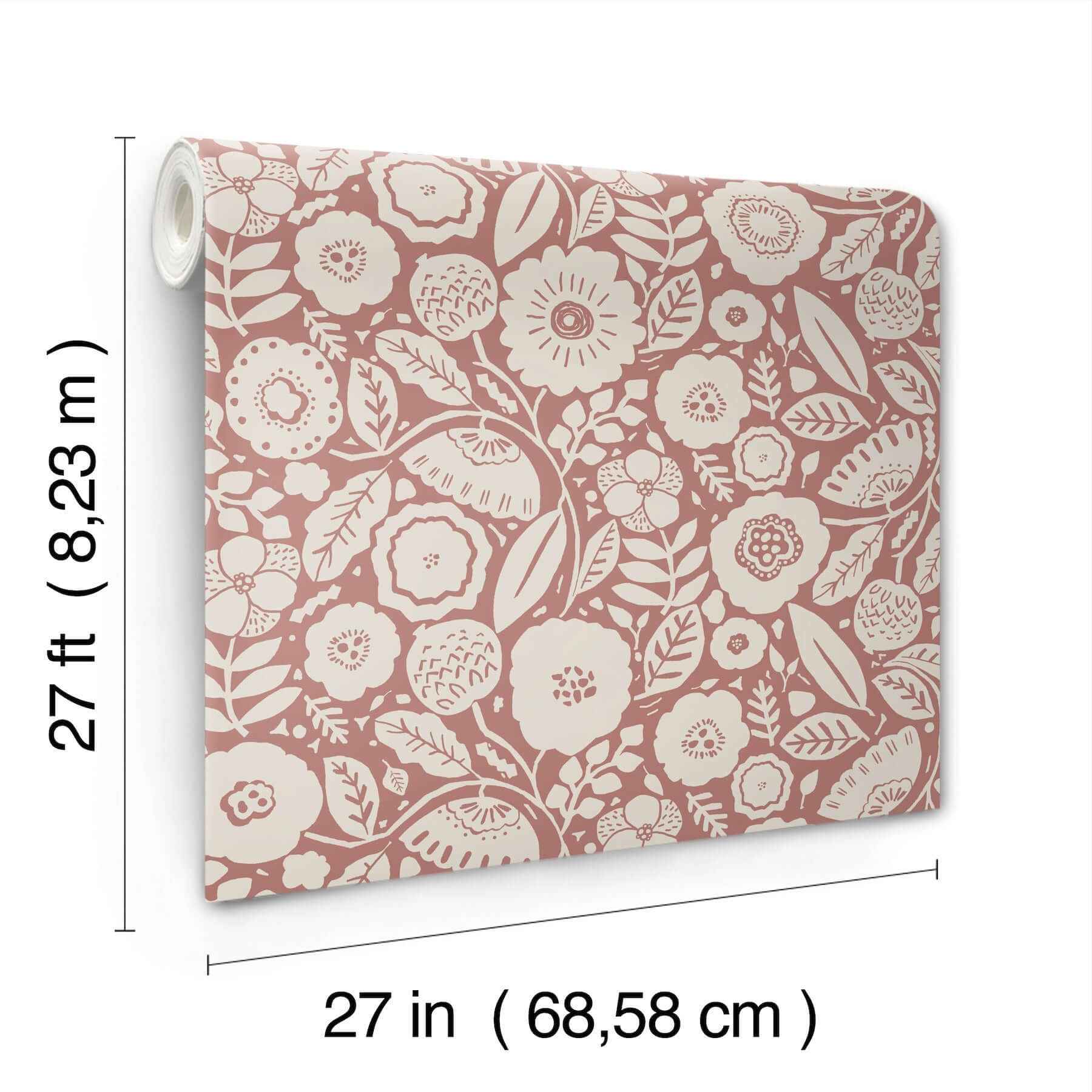 Camille Blossom Vintage Rose Wallpaper - York Wallcoverings - LM5391 - York Wallcoverings Wallpaper