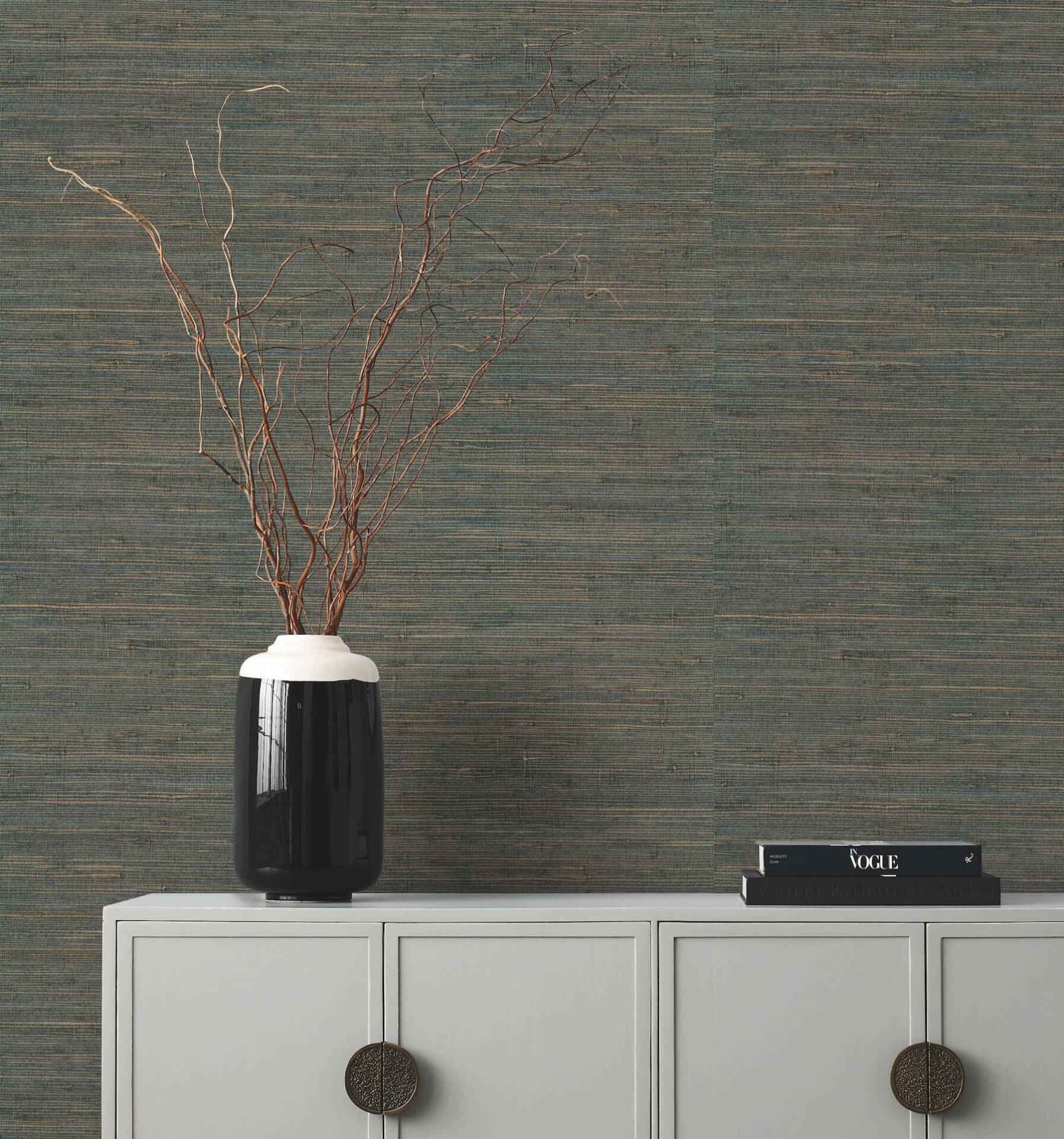 Knotted Grass Dark Teal Wallpaper - York Wallcoverings - GV0234 - York Wallcoverings Wallpaper