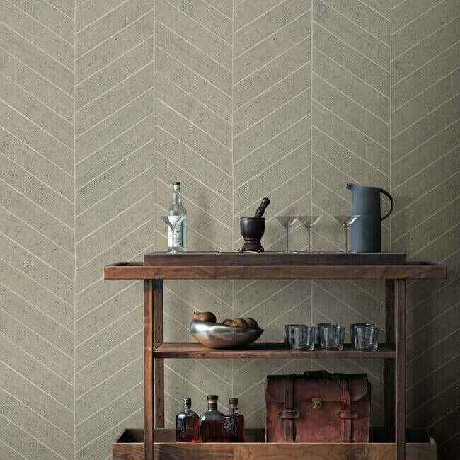 Atelier Herringbone Off White Wallpaper - York Wallcoverings - HO2109 - York Wallcoverings Wallpaper