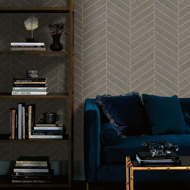 atelier-herringbone-wallpaper-natural-grey-york-wallcoverings-ho2110 - York Wallcoverings Wallpaper