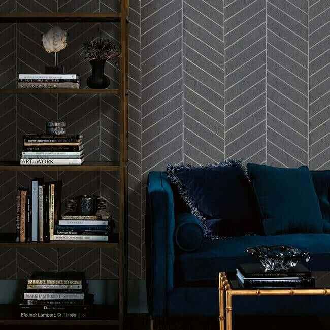 Atelier Herringbone Dark Grey Wallpaper - York Wallcoverings - HO2107 - York Wallcoverings Wallpaper