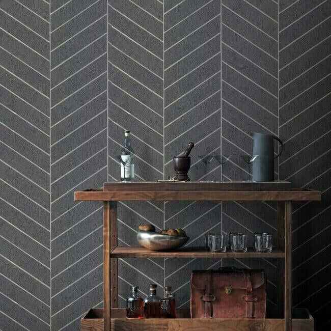 Atelier Herringbone Dark Grey Wallpaper - York Wallcoverings - HO2107 - York Wallcoverings Wallpaper