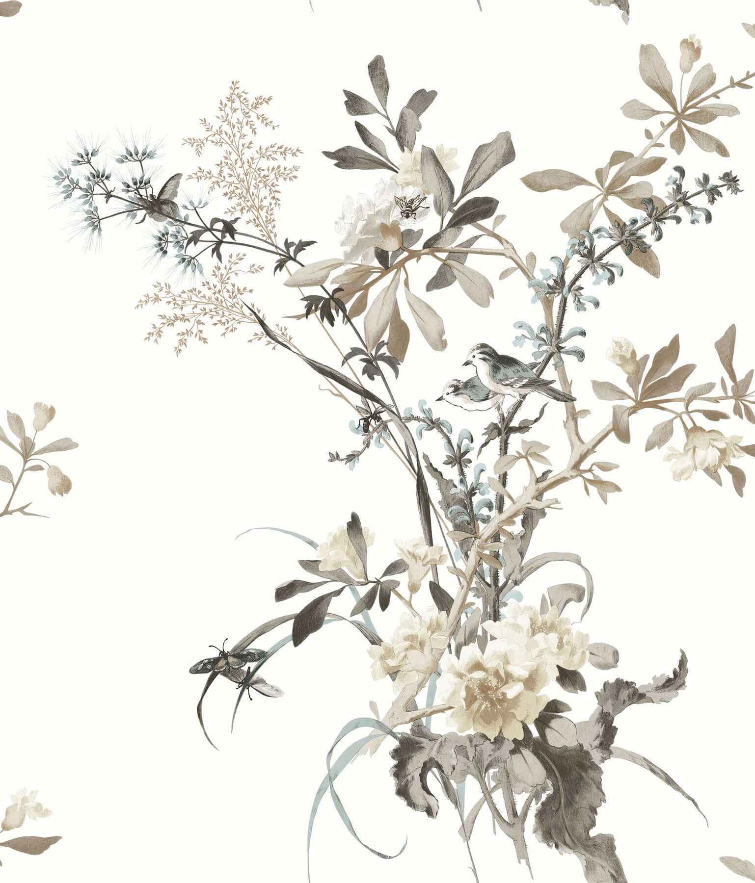 Wild Flowers Neutral Peel & Stick Wallpaper - York Wallcoverings - PSW1365RL - York Wallcoverings Wallpaper