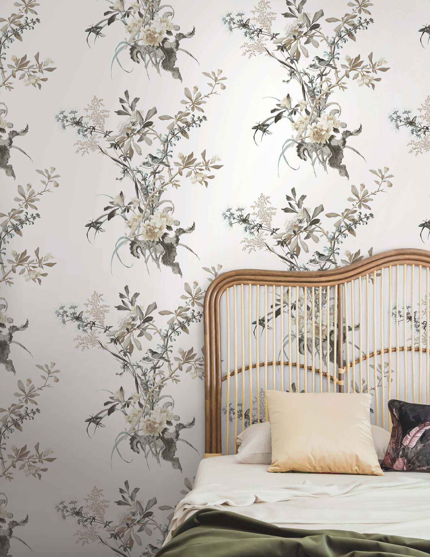 Wild Flowers Neutral Peel & Stick Wallpaper - York Wallcoverings - PSW1365RL - York Wallcoverings Wallpaper