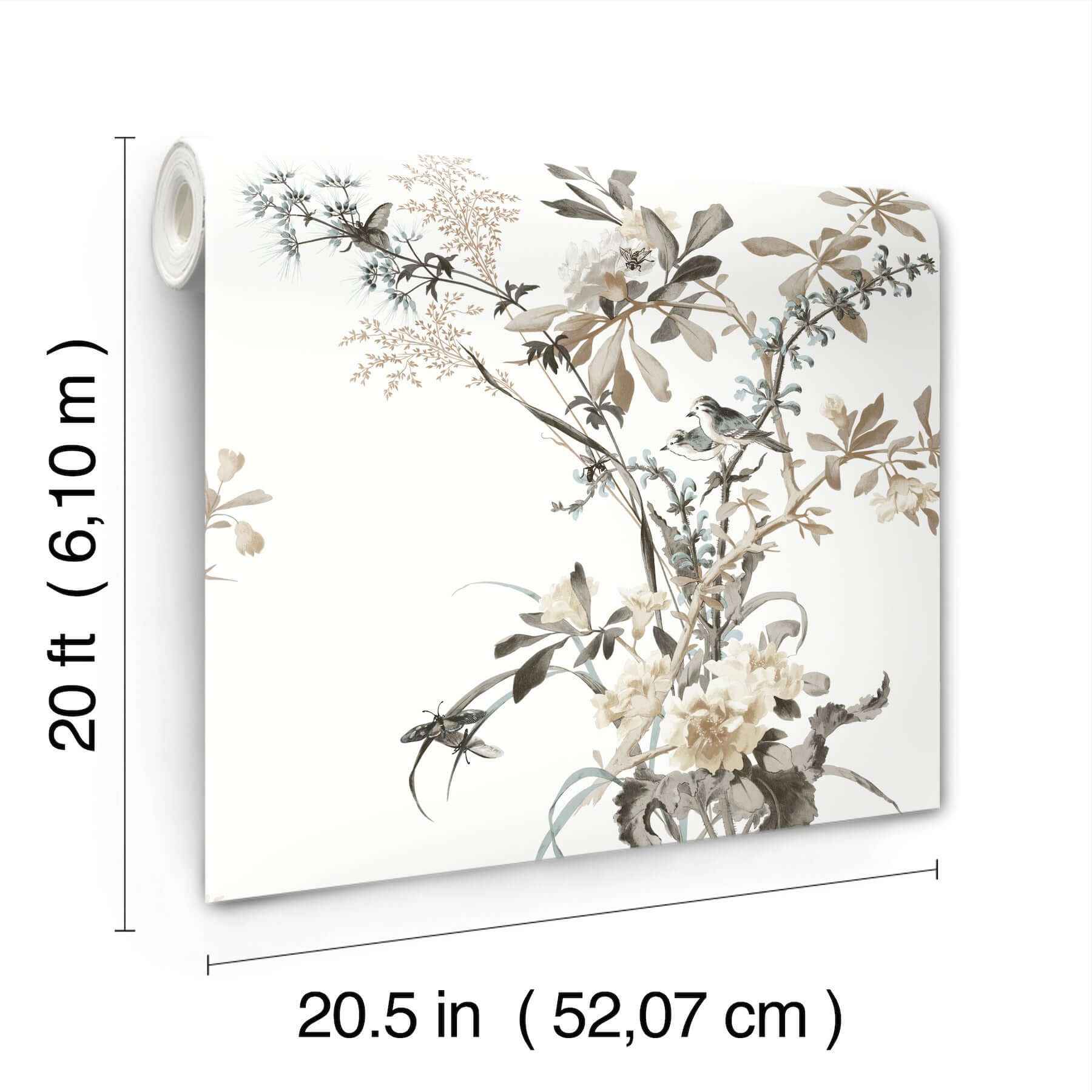 Wild Flowers Neutral Peel & Stick Wallpaper - York Wallcoverings - PSW1365RL - York Wallcoverings Wallpaper