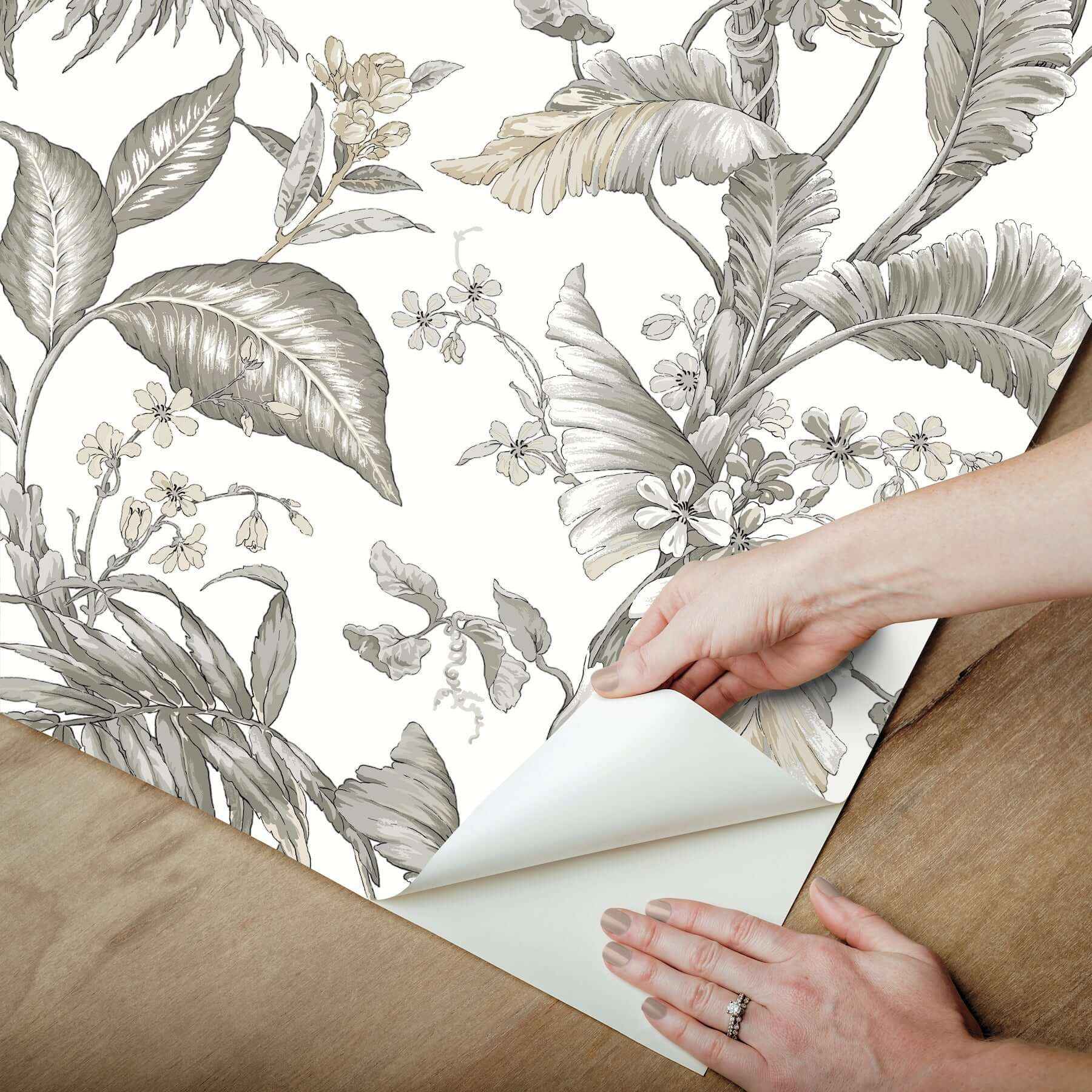 Fiji Garden White Peel & Stick Wallpaper - York Wallcoverings - PSW1371RL - York Wallcoverings Wallpaper