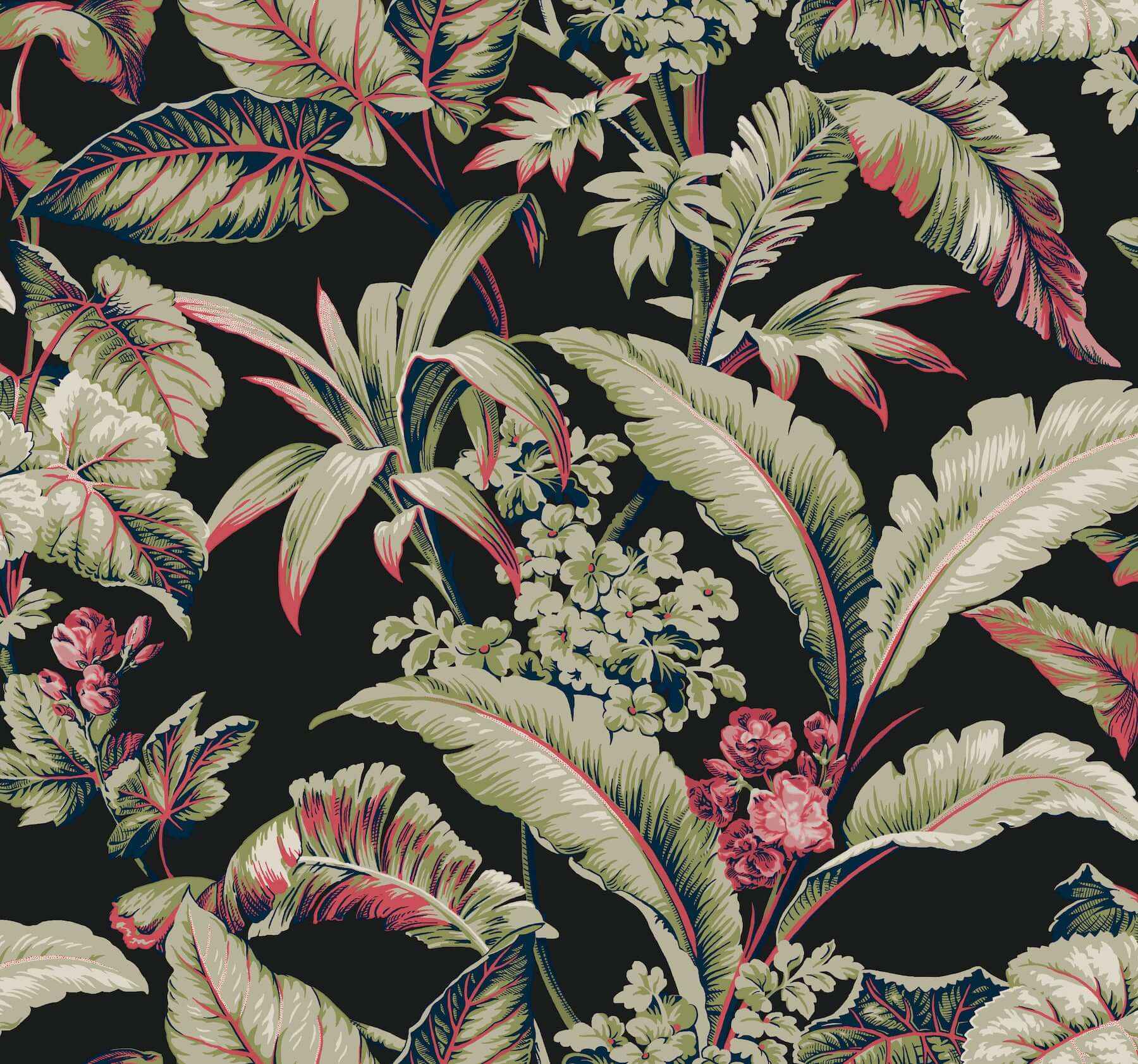 Mystic Isle Black Wallpaper - York Wallcoverings - GT4504