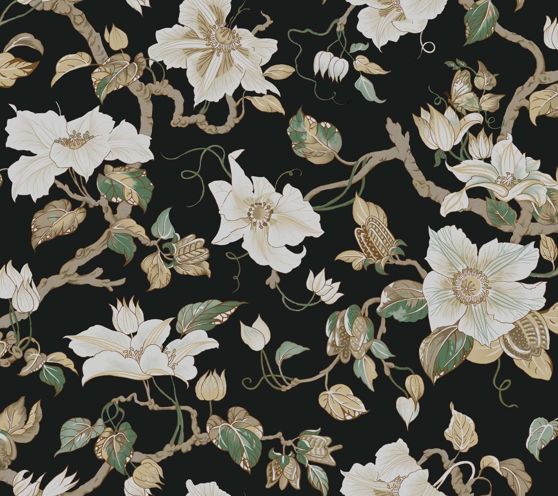 marguerite-vine-black-wallpaper-york-wallcoverings-gt4514 - York Wallcoverings Wallpaper