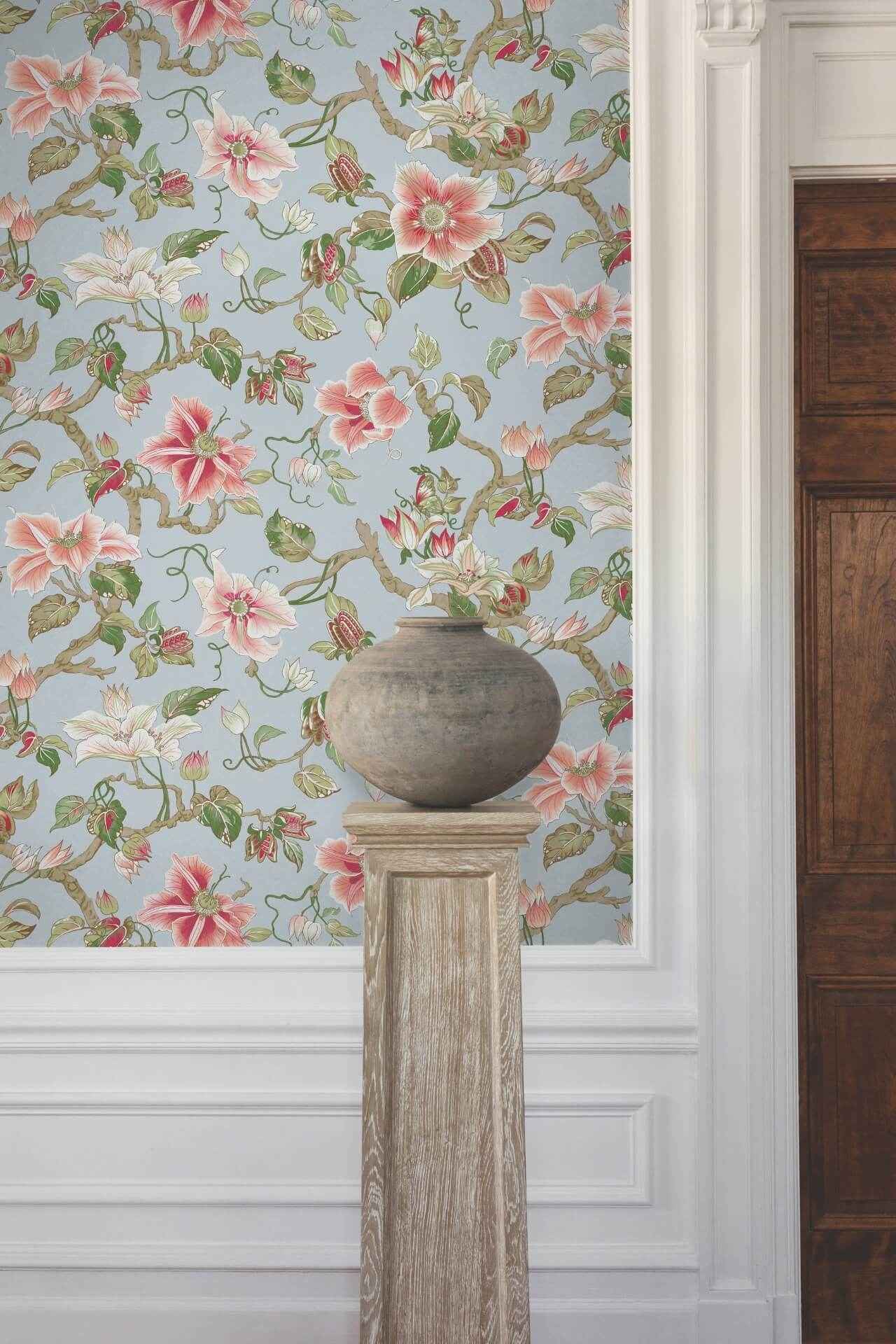 Marguerite Vine Blue Wallpaper - York Wallcoverings - GT4512 - York Wallcoverings Wallpaper