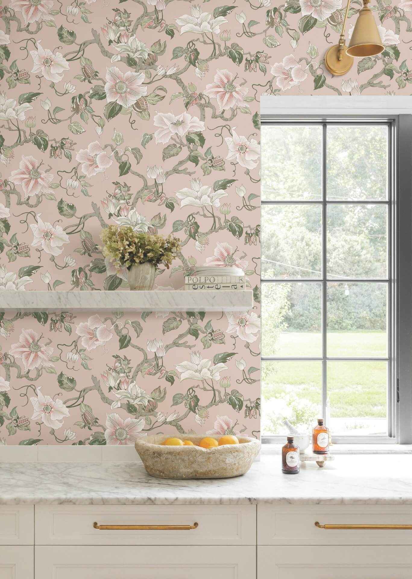 Marguerite Vine Blush Wallpaper - York Wallcoverings - GT4511 - York Wallcoverings Wallpaper