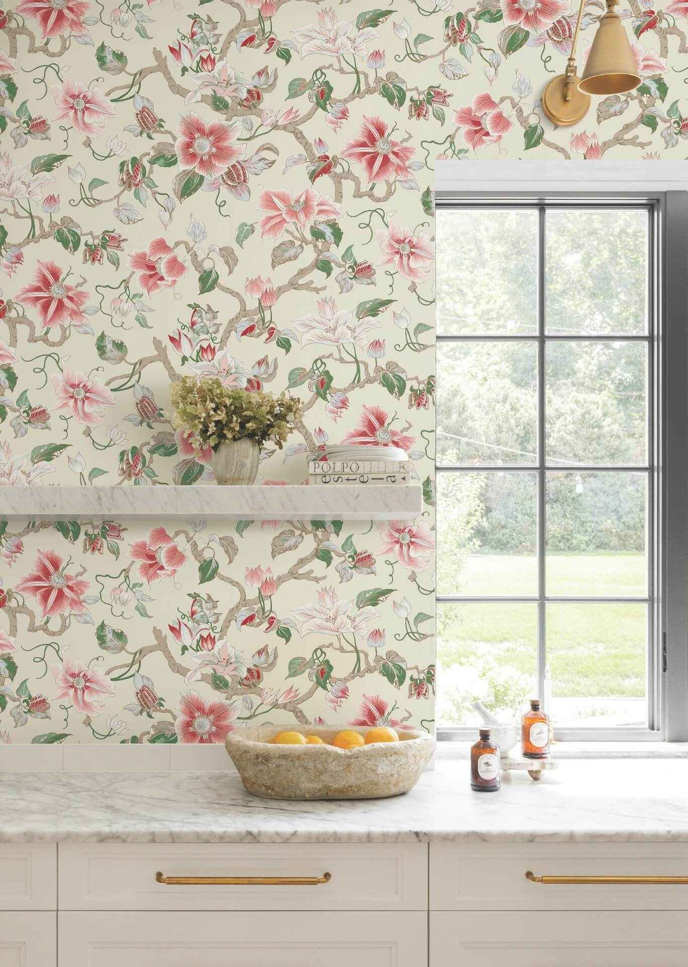 Marguerite Vine Cream Wallpaper - York Wallcoverings - GT4513 - York Wallcoverings Wallpaper
