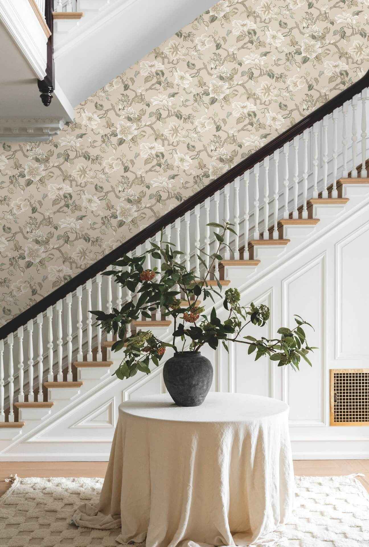 Marguerite Vine Taupe Wallpaper - York Wallcoverings - GT4516 - York Wallcoverings Wallpaper