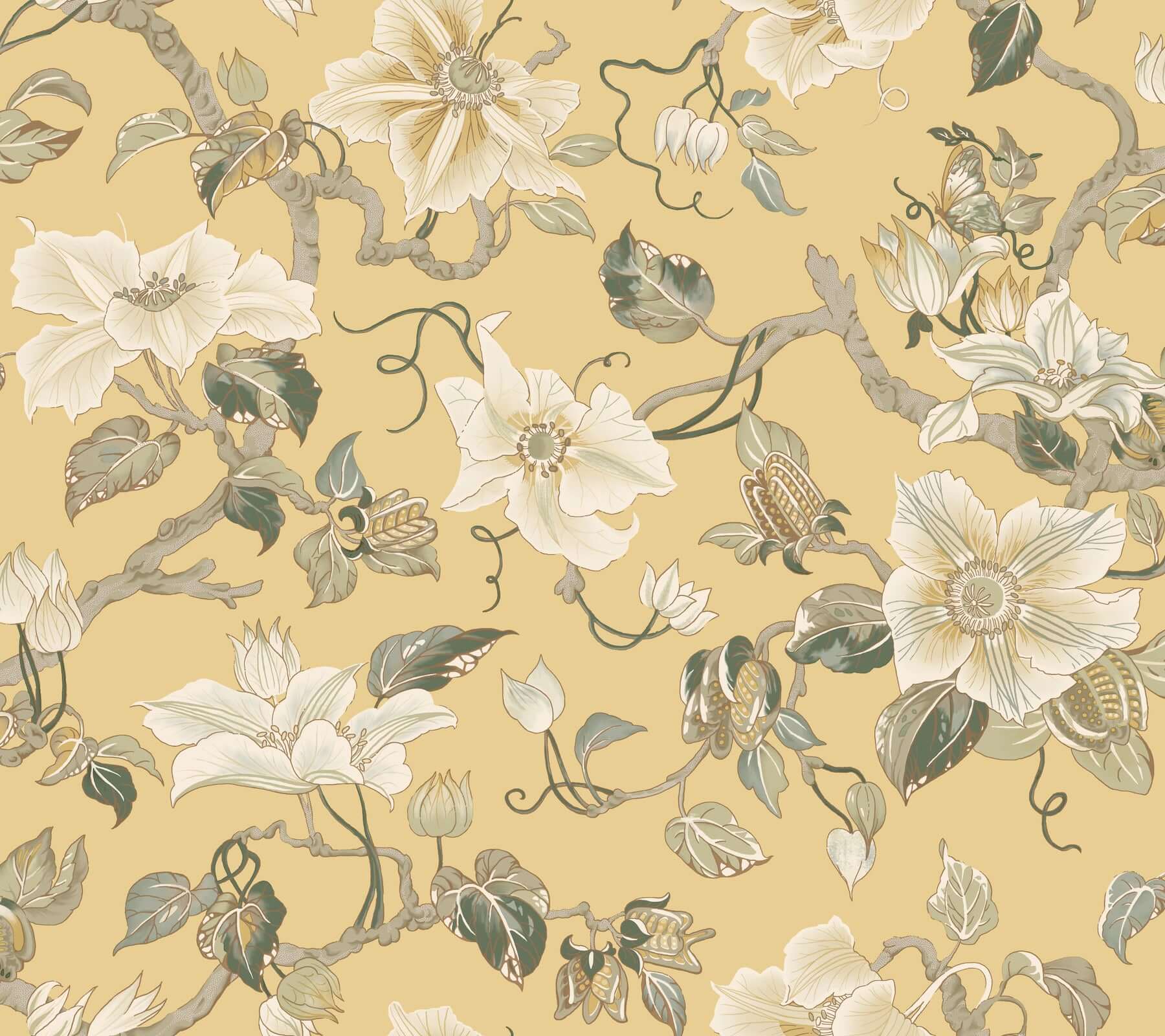 marguerite-vine-yellow-wallpaper-york-wallcoverings-gt4515 - York Wallcoverings Wallpaper