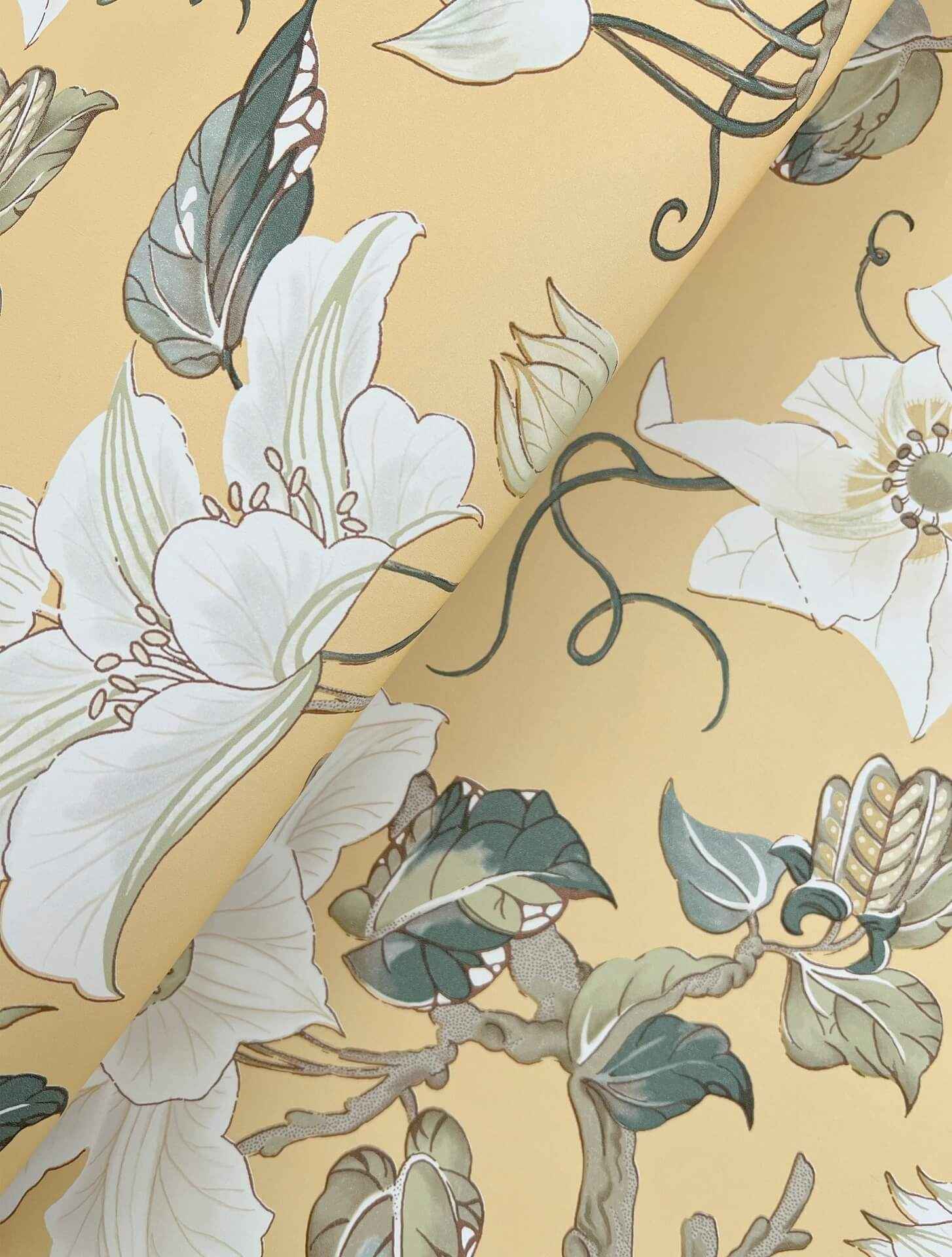 Marguerite Vine Yellow Wallpaper - York Wallcoverings - GT4515 - York Wallcoverings Wallpaper