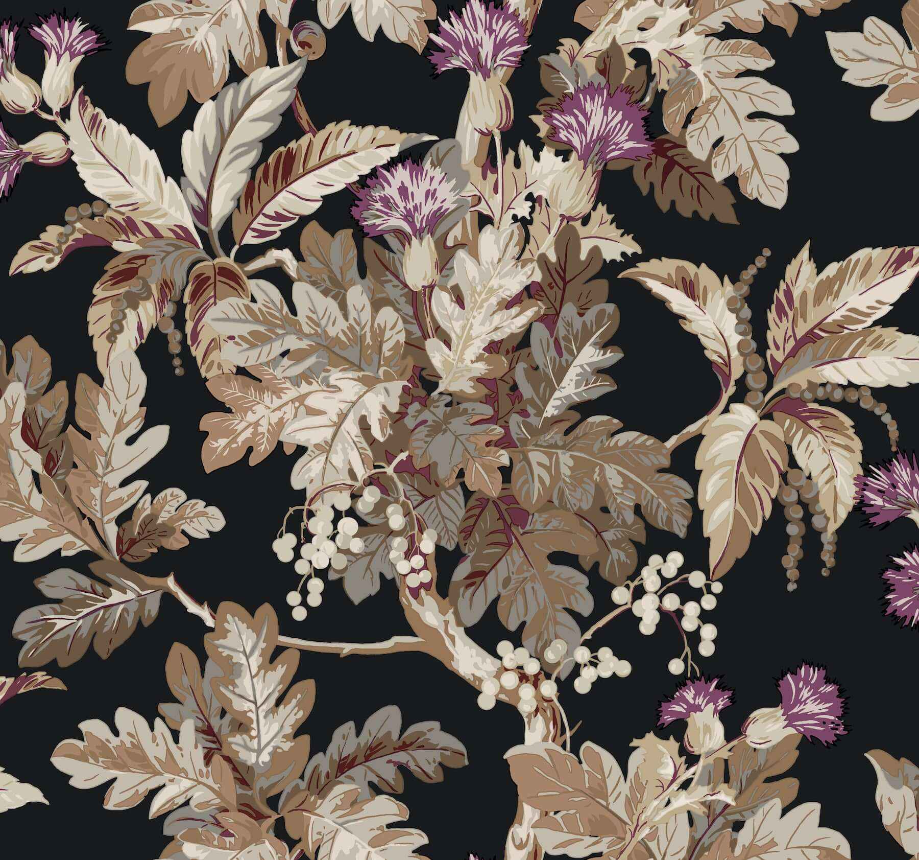 Briarwood Black Wallpaper - York Wallcoverings - GT4521