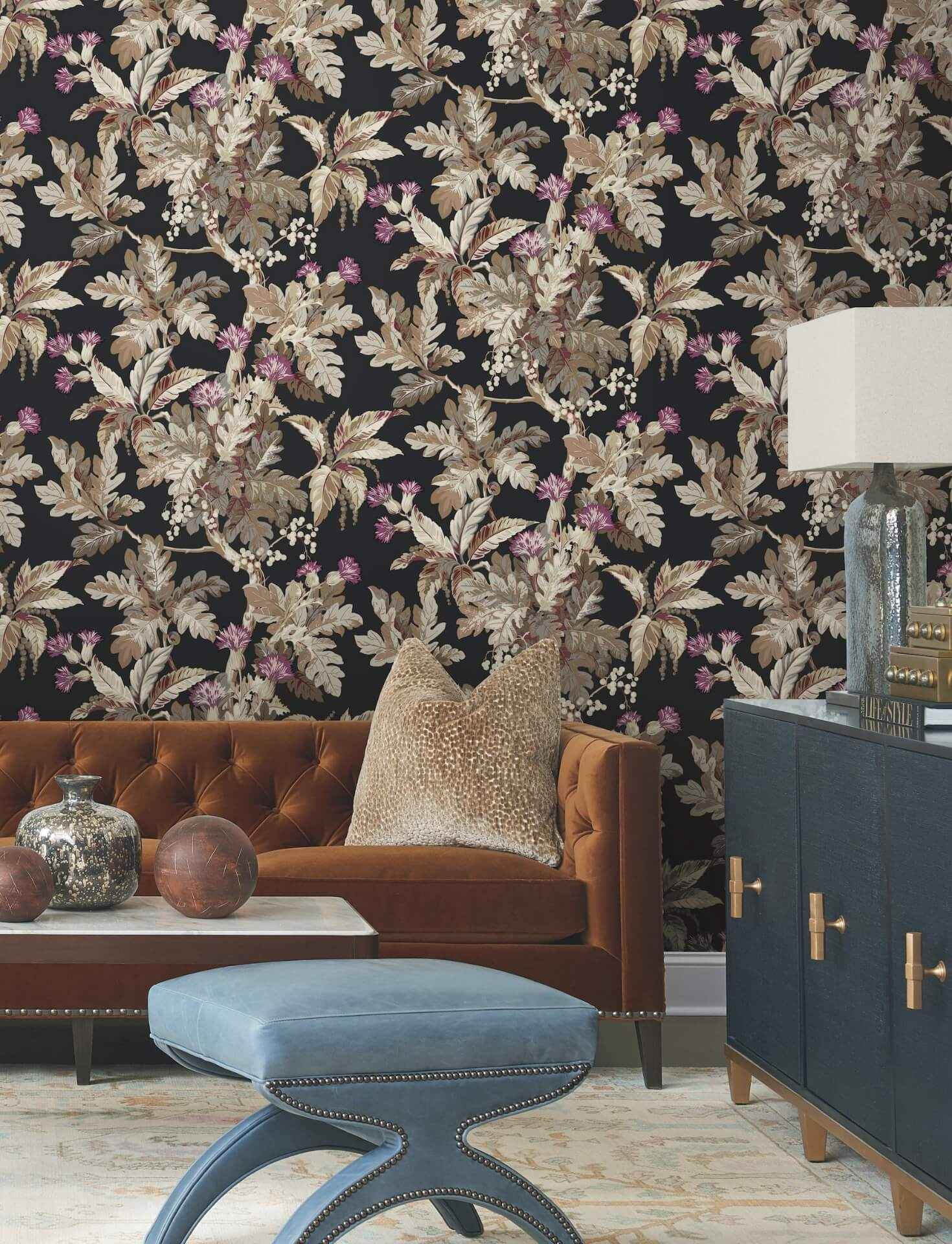 Briarwood Black Wallpaper - York Wallcoverings - GT4521 - York Wallcoverings Wallpaper