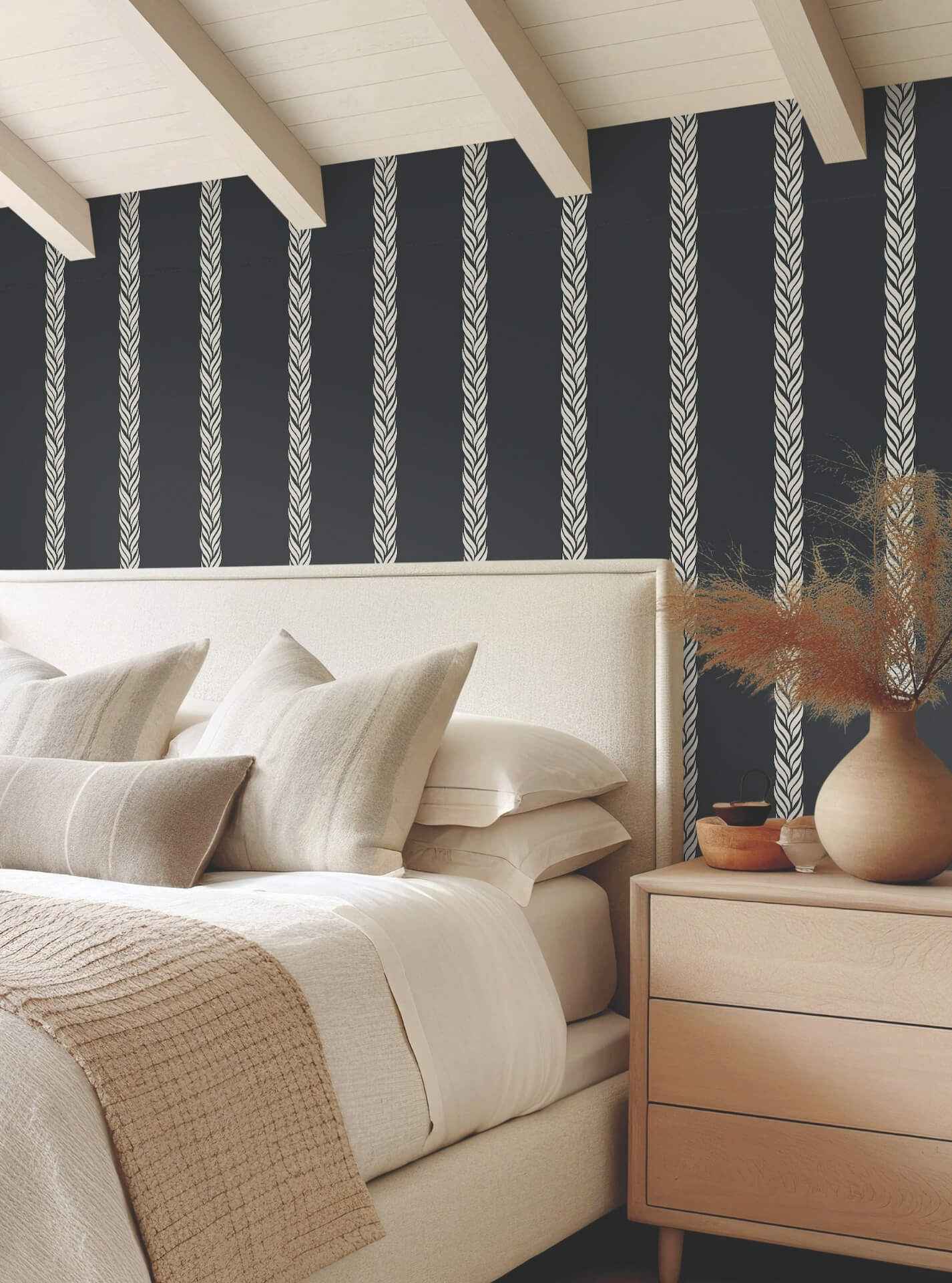 Braided Stripe Black Wallpaper - York Wallcoverings - GT4542 - York Wallcoverings Wallpaper