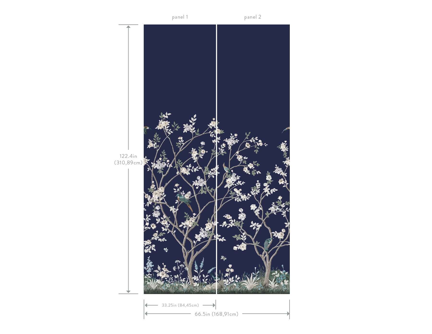 lingering-garden-navy-wall-mural-york-wallcoverings-mu0315m - York Wallcoverings Wallpaper