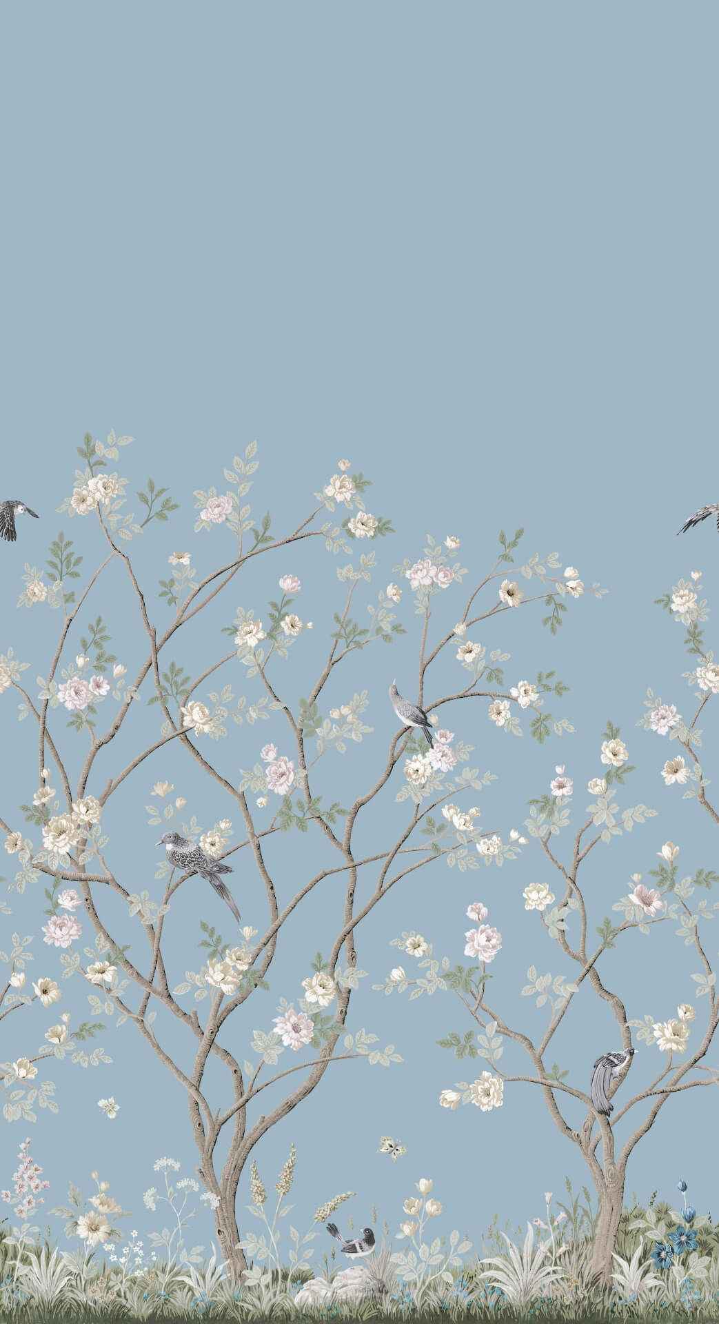 Lingering Garden Sky Blue Wall Mural - York Wallcoverings - MU0314M - York Wallcoverings Wallpaper