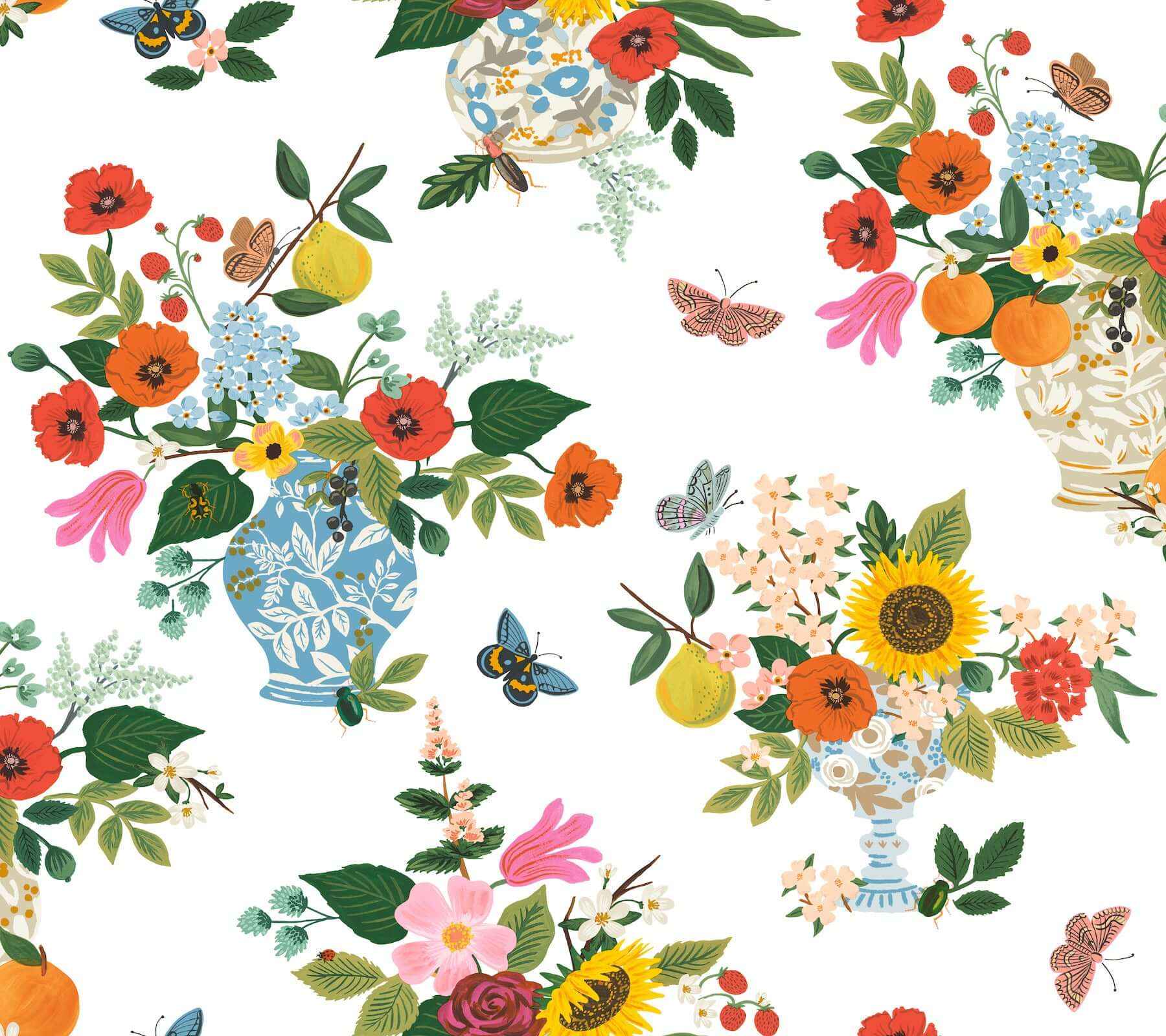 Flower Studies Bright Wallpaper - York Wallcoverings - RF7402 - York Wallcoverings Wallpaper