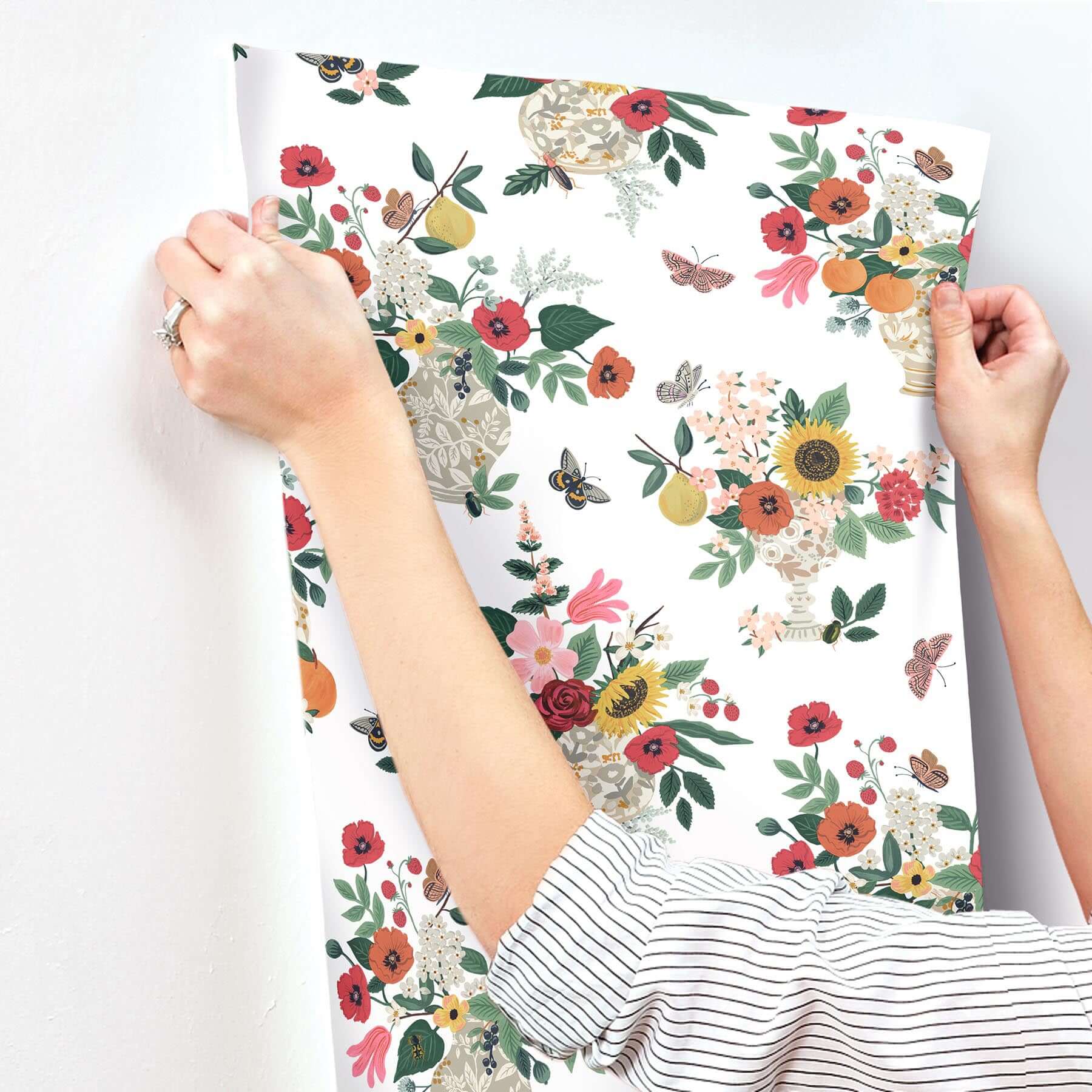 flower-studies-wallpaper-rose-multi-york-wallcoverings-rf7404 - York Wallcoverings Wallpaper