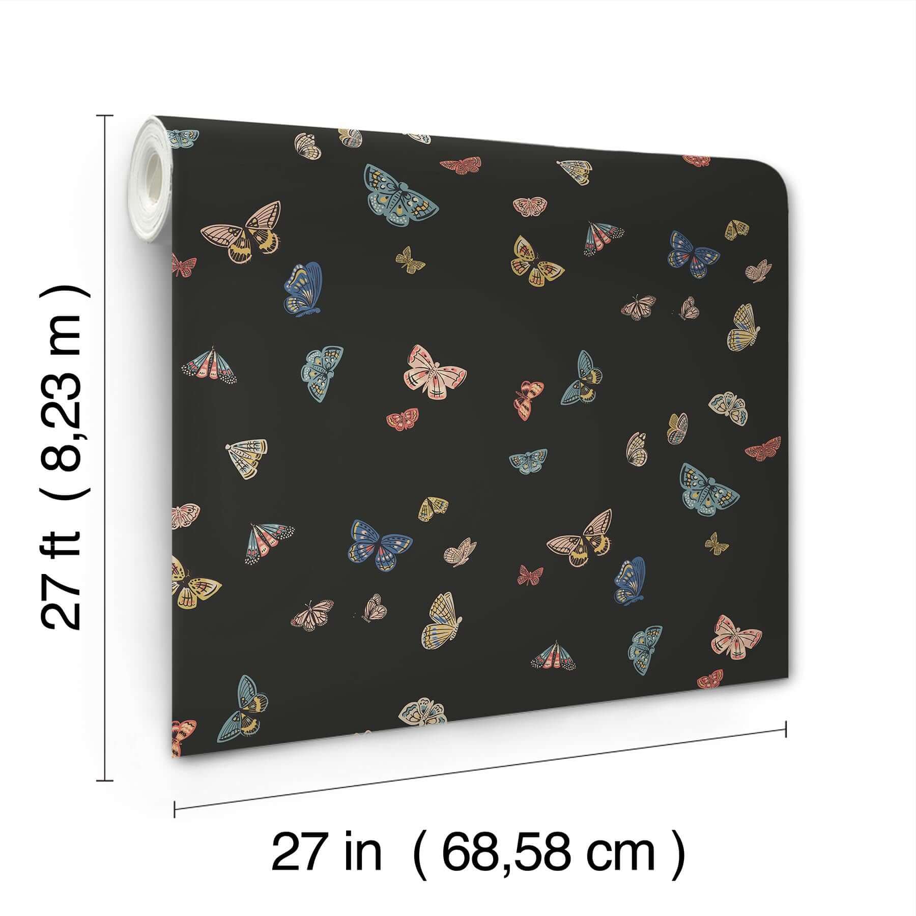 butterfly-house-wallpaper-black-york-wallcoverings-rf7413 - York Wallcoverings Wallpaper