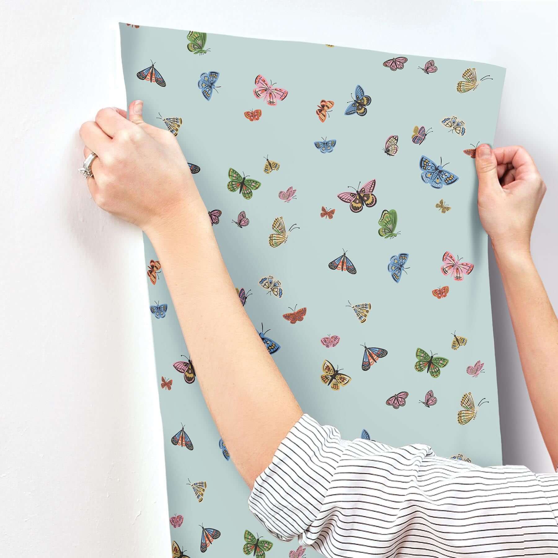 butterfly-house-wallpaper-light-blue-york-wallcoverings-rf7414 - York Wallcoverings Wallpaper