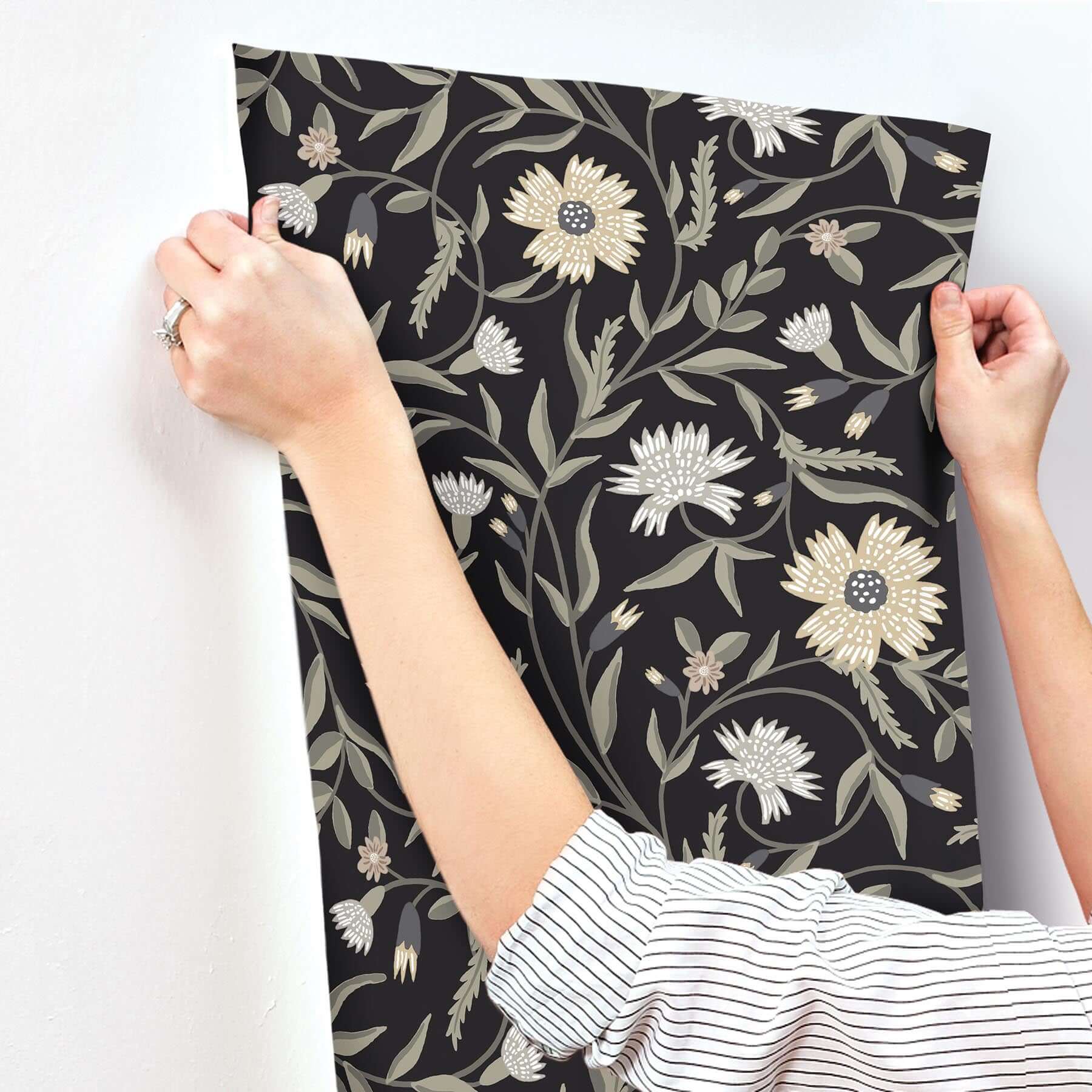 aster-wallpaper-black-york-wallcoverings-rf7434 - York Wallcoverings Wallpaper