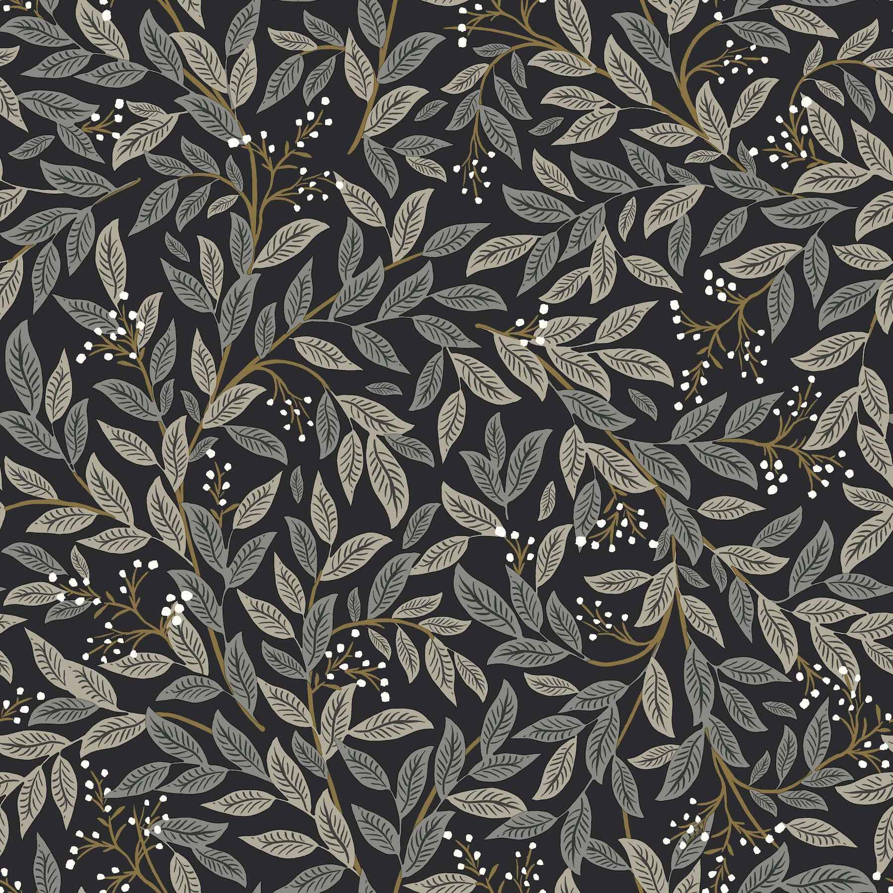 Willowberry Black Wallpaper - York Wallcoverings - RF7462