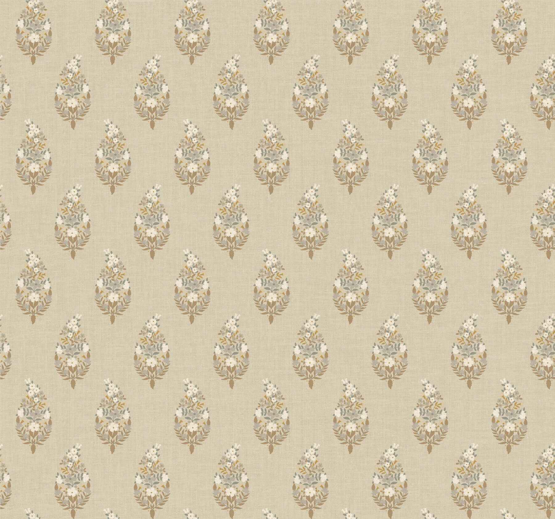 Paisley Linen Wallpaper - York Wallcoverings - RF7474
