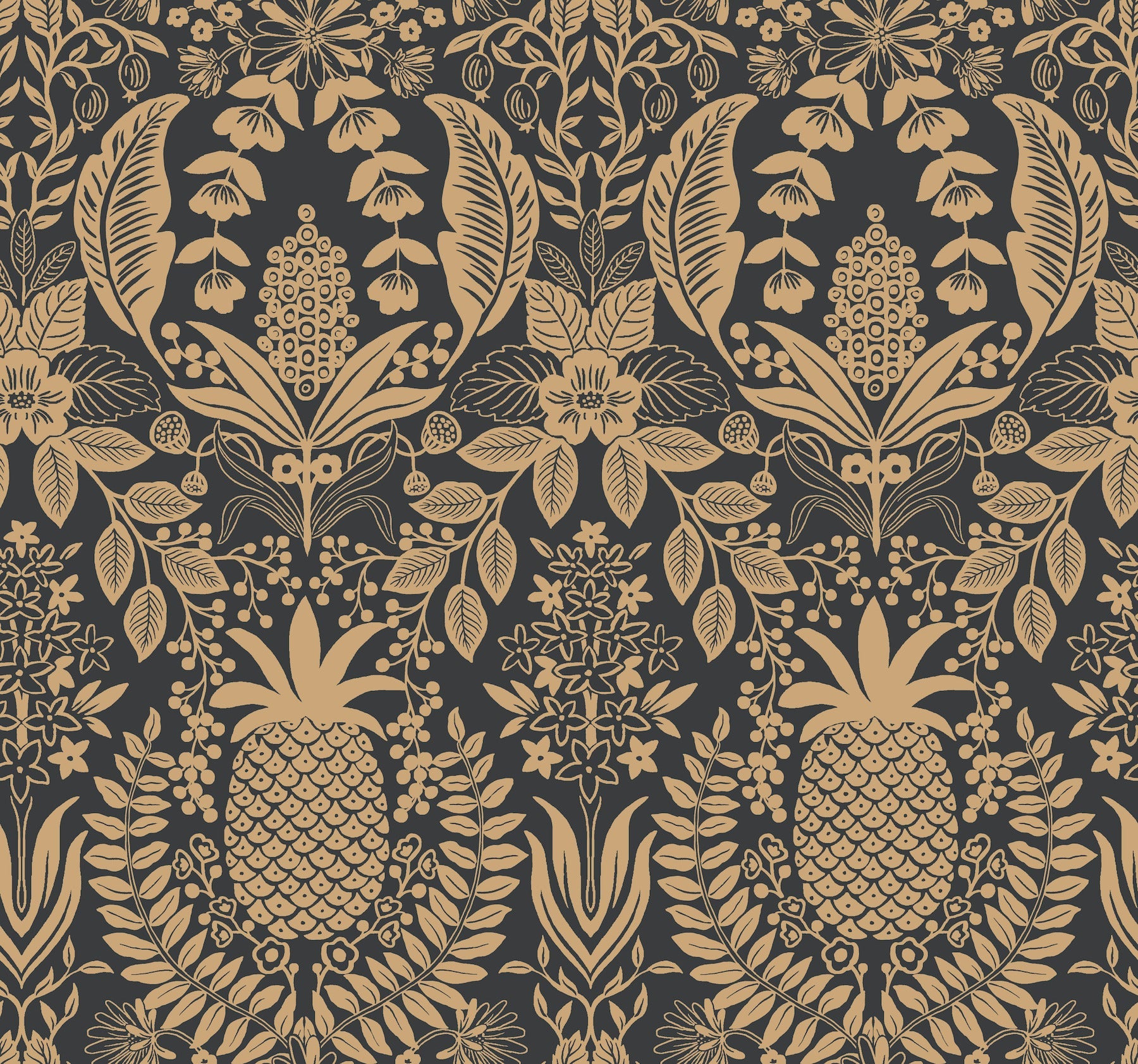 pineapple-damask-wallpaper-black-gold-york-wallcoverings-rf7483
