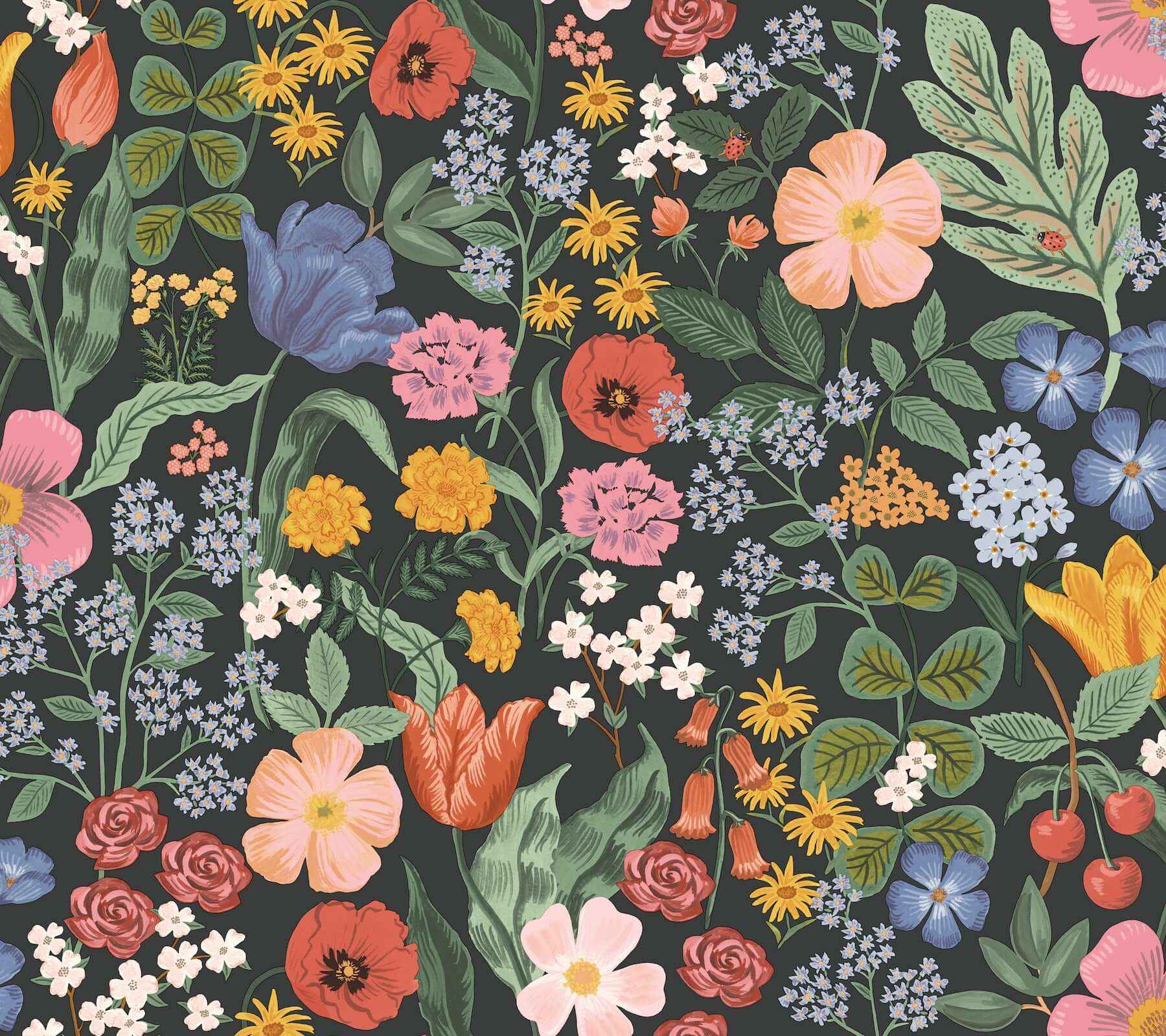 Blossom Black Wallpaper - York Wallcoverings - RF7491