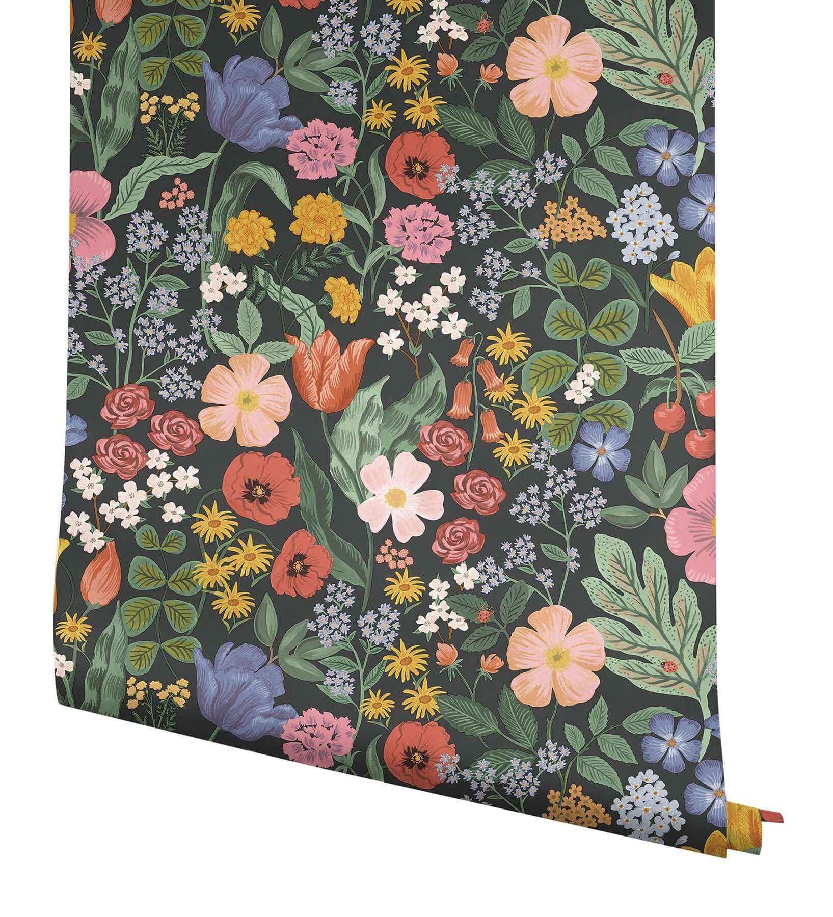 Blossom Black Wallpaper - York Wallcoverings - RF7491 - York Wallcoverings Wallpaper