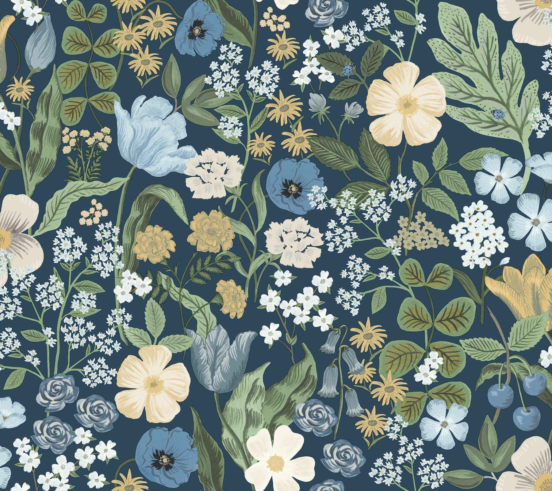 Blossom Navy Wallpaper - York Wallcoverings - RF7494 - York Wallcoverings Wallpaper